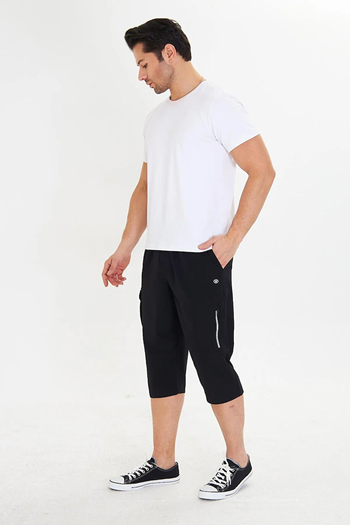 Erkek StretchFit Kargo Cepli Esnek Kapri Bej 6035-B