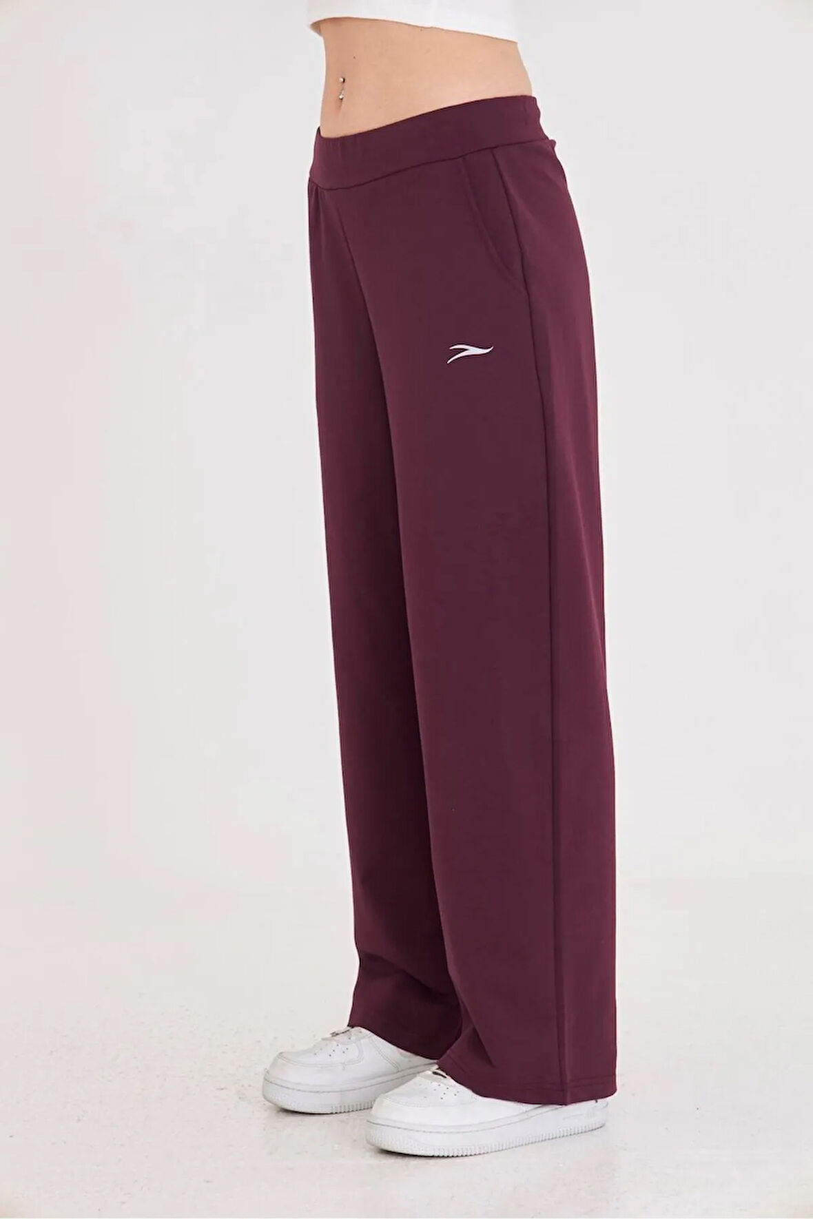 Kadın Geniş Paça Pamuklu Eşofman Altı Kahve 5609-K