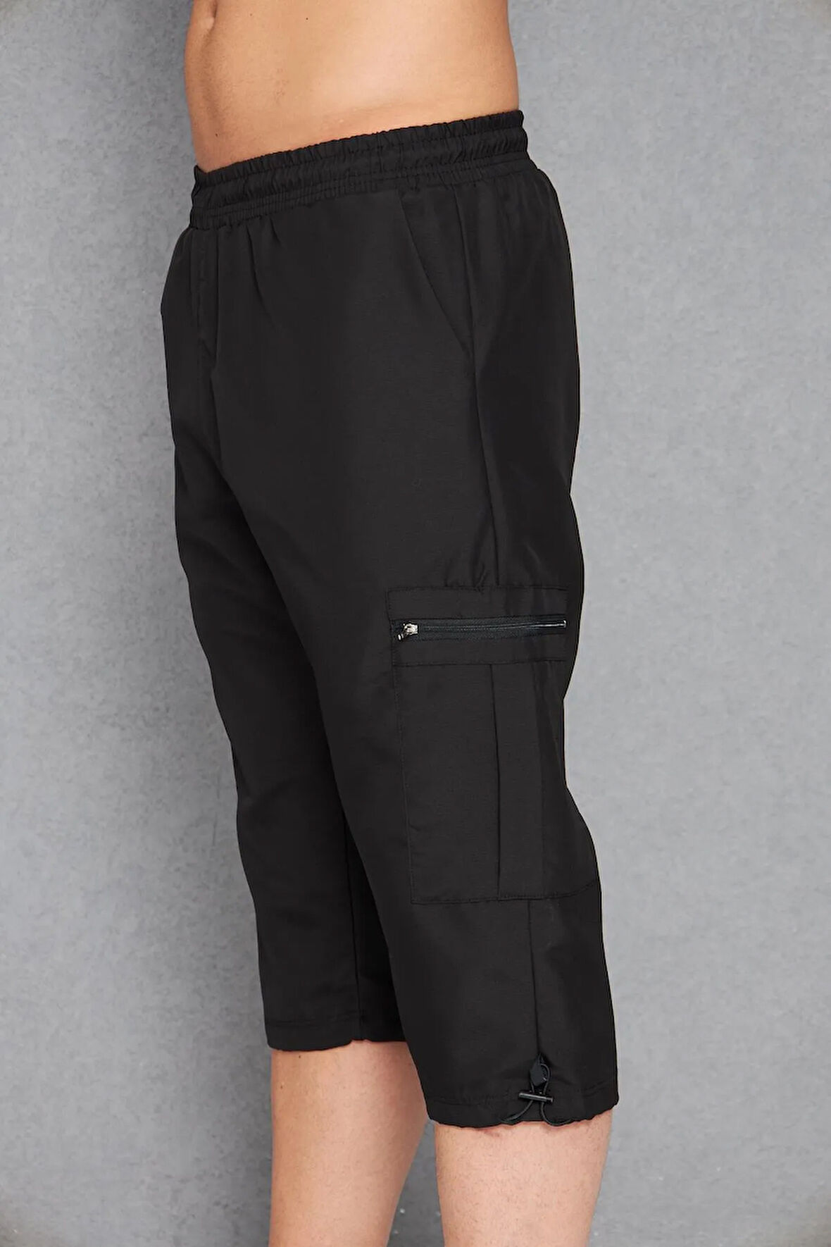 Erkek Büyük Beden Kargo Cepli Micro Deniz Kapri Siyah 2665B-S