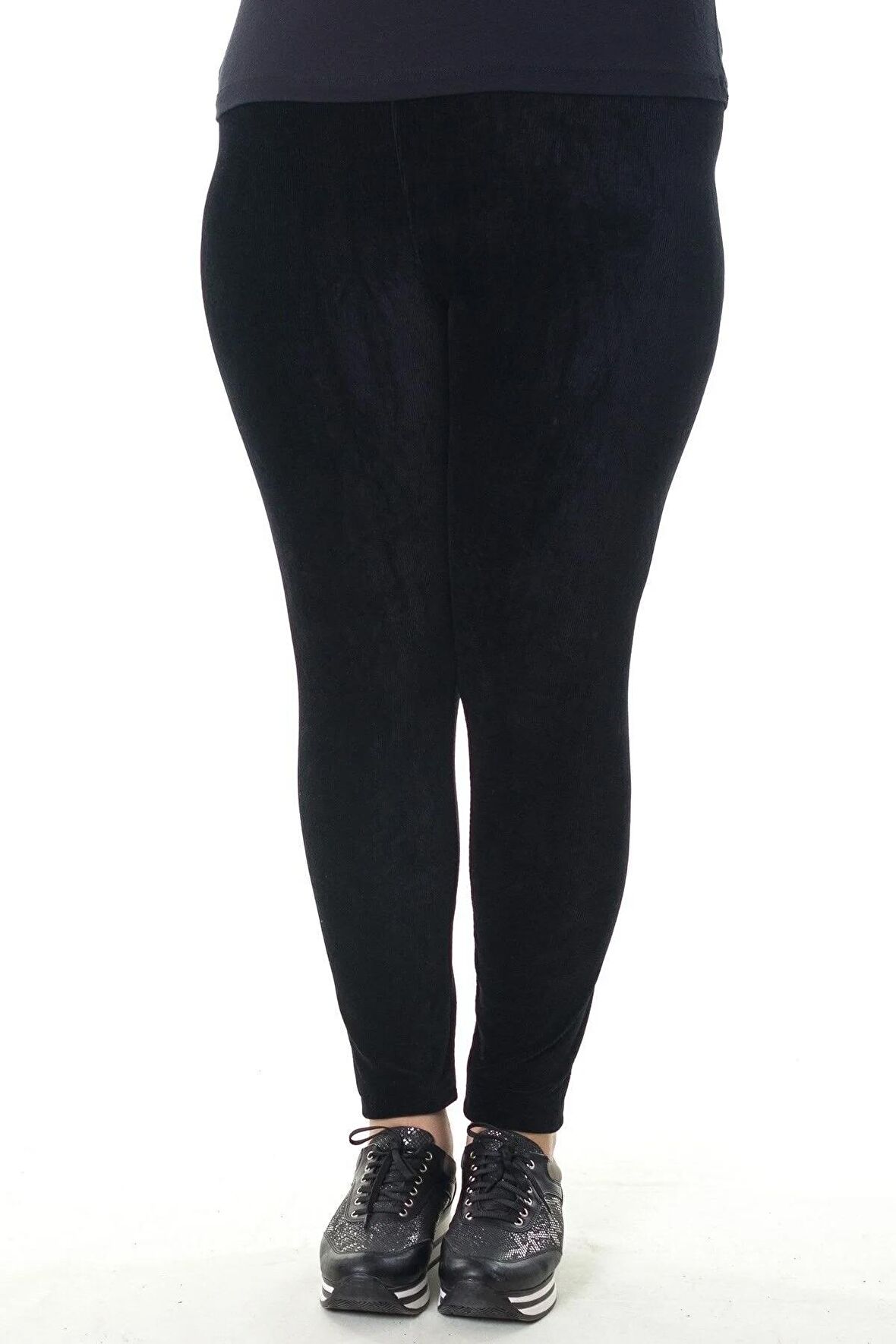 Kadın Siyah Fitilli Kadife Tayt 22923