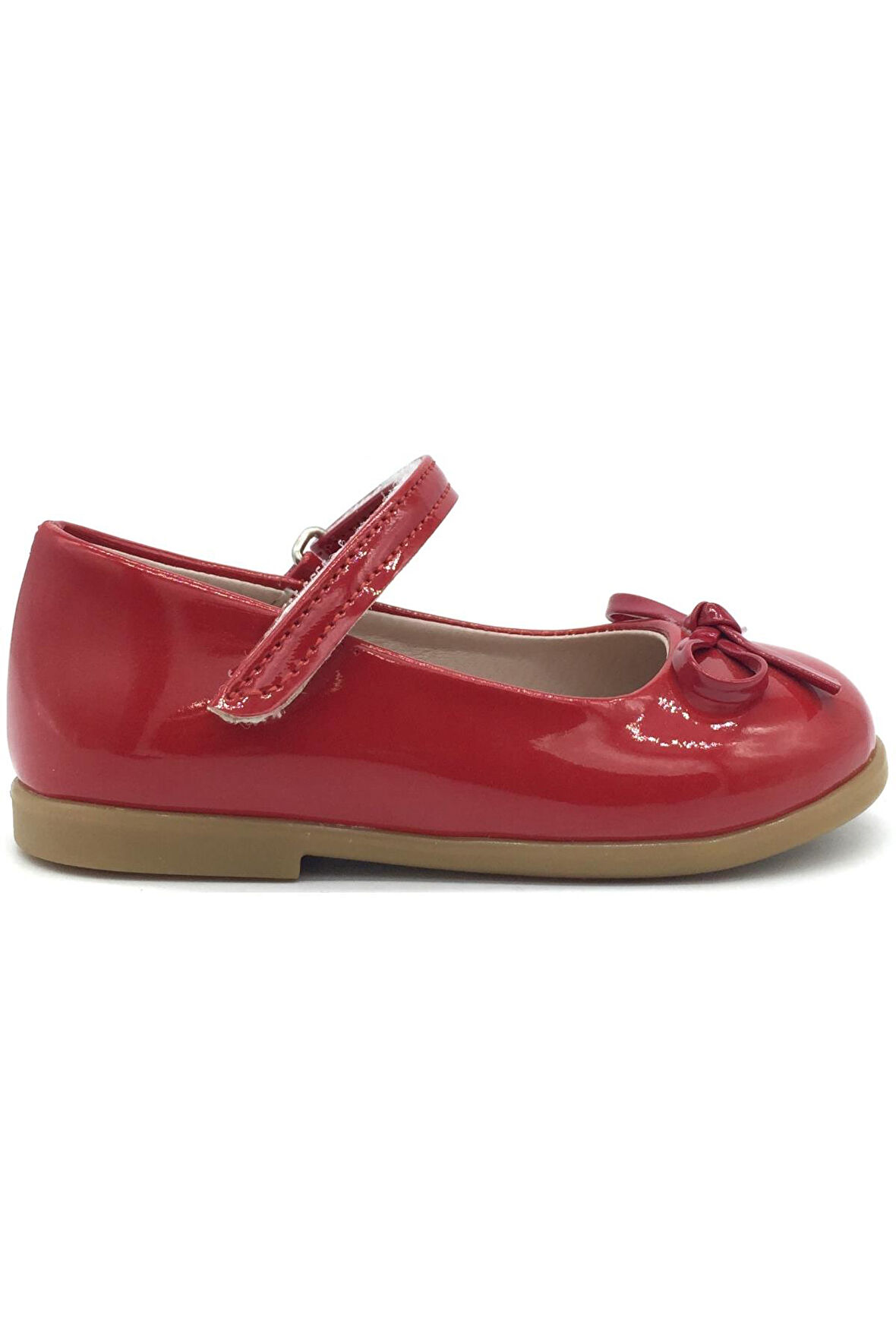 Minik Fiyonklu Çocuk Ayakkabısı Kırmızı Rugan