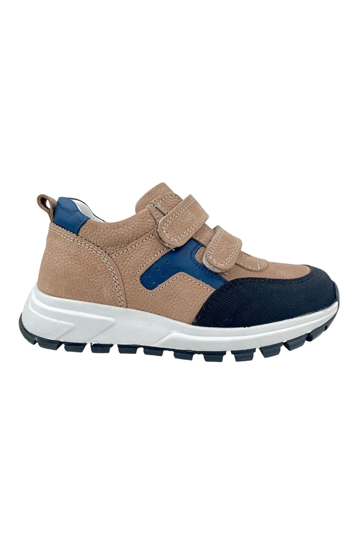 Marmara Çift Cırtlı Deri Geniş Kalıp Çocuk Ayakkabısı Kum