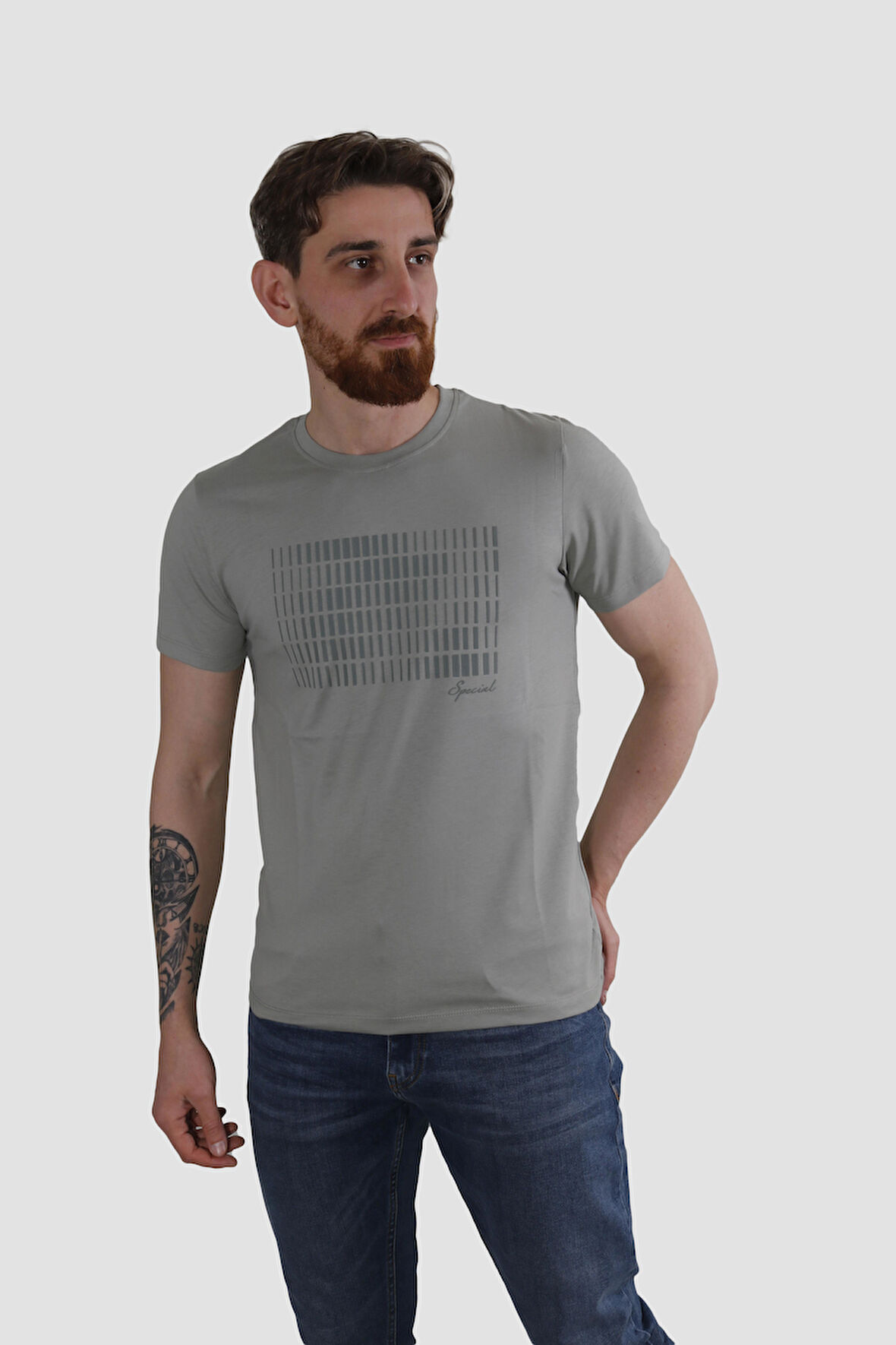 GLOBAY 3087 HSK BASKILI PENYE T-SHIRT-HAKİ