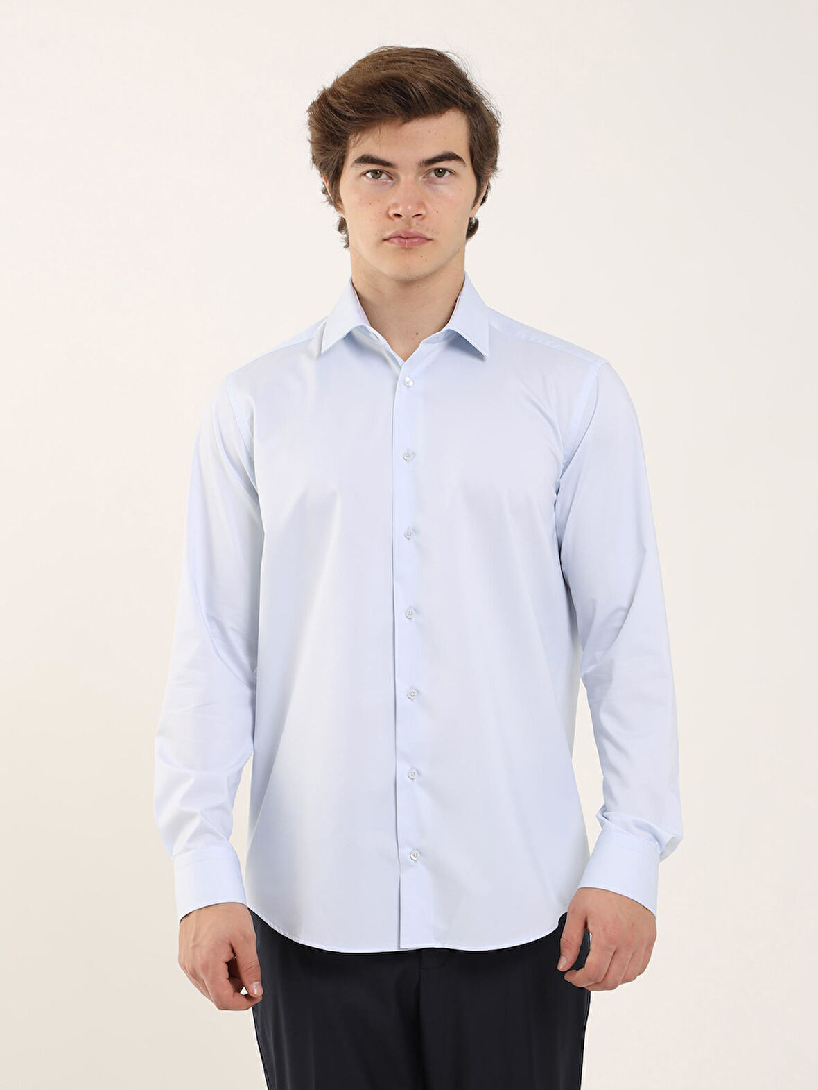 Dufy Mavi Erkek Regular Fit Klasik Yaka Uzun Kol Gömlek - 103144