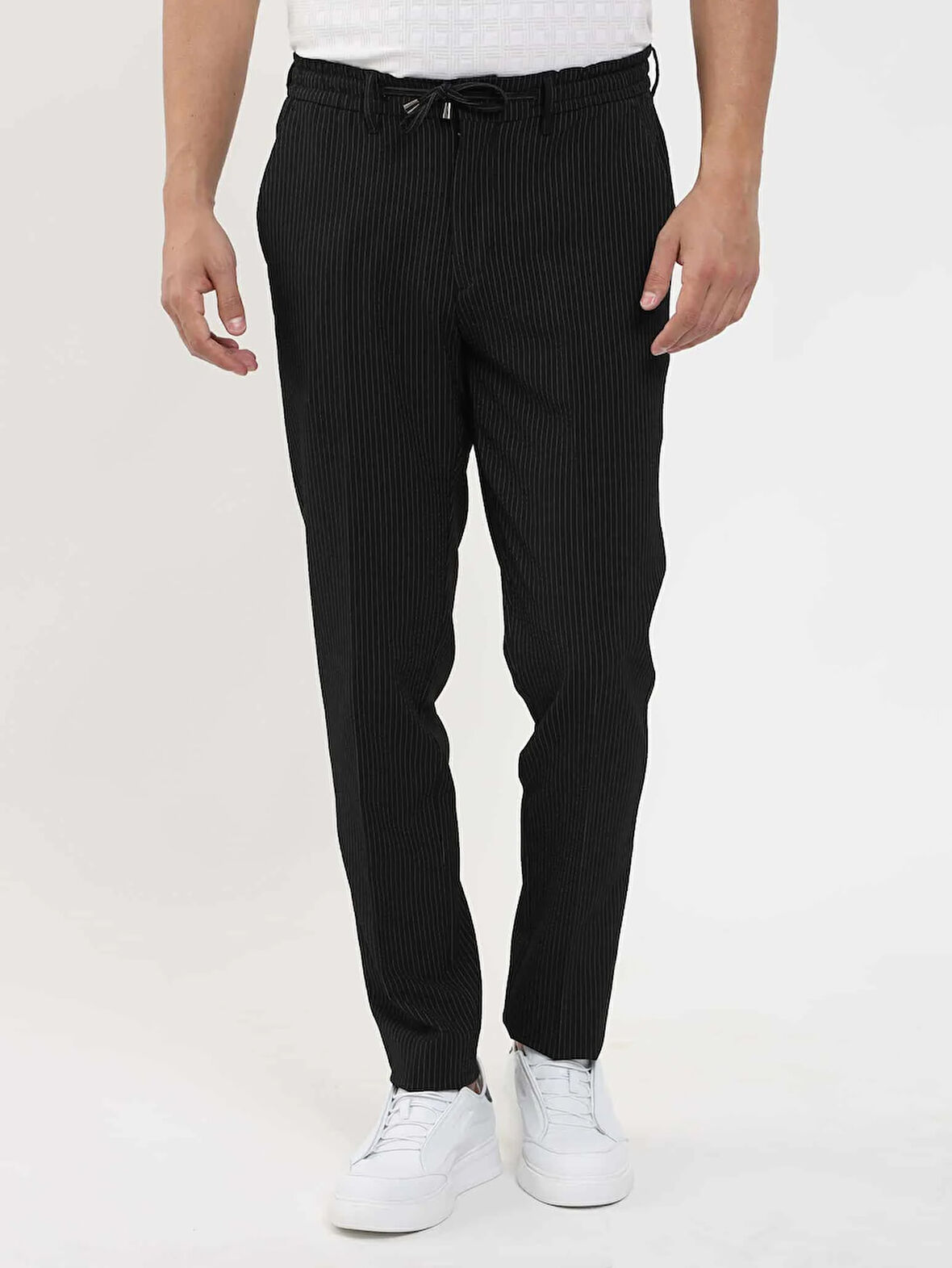 Dufy Siyah Erkek Slim Fit Çizgili Jogger Pantolon - 103284