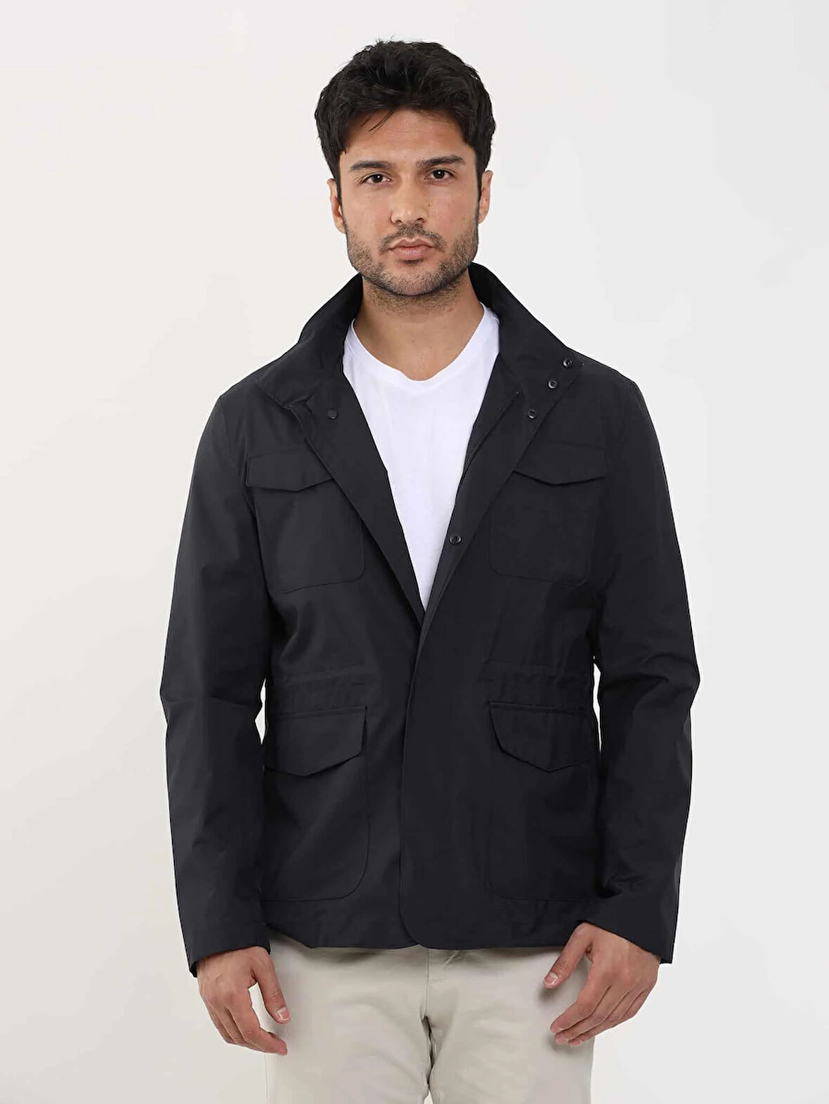 Dufy Lacivert Erkek Regular Fit Düz Hakim Yaka Safari Mont - 104369