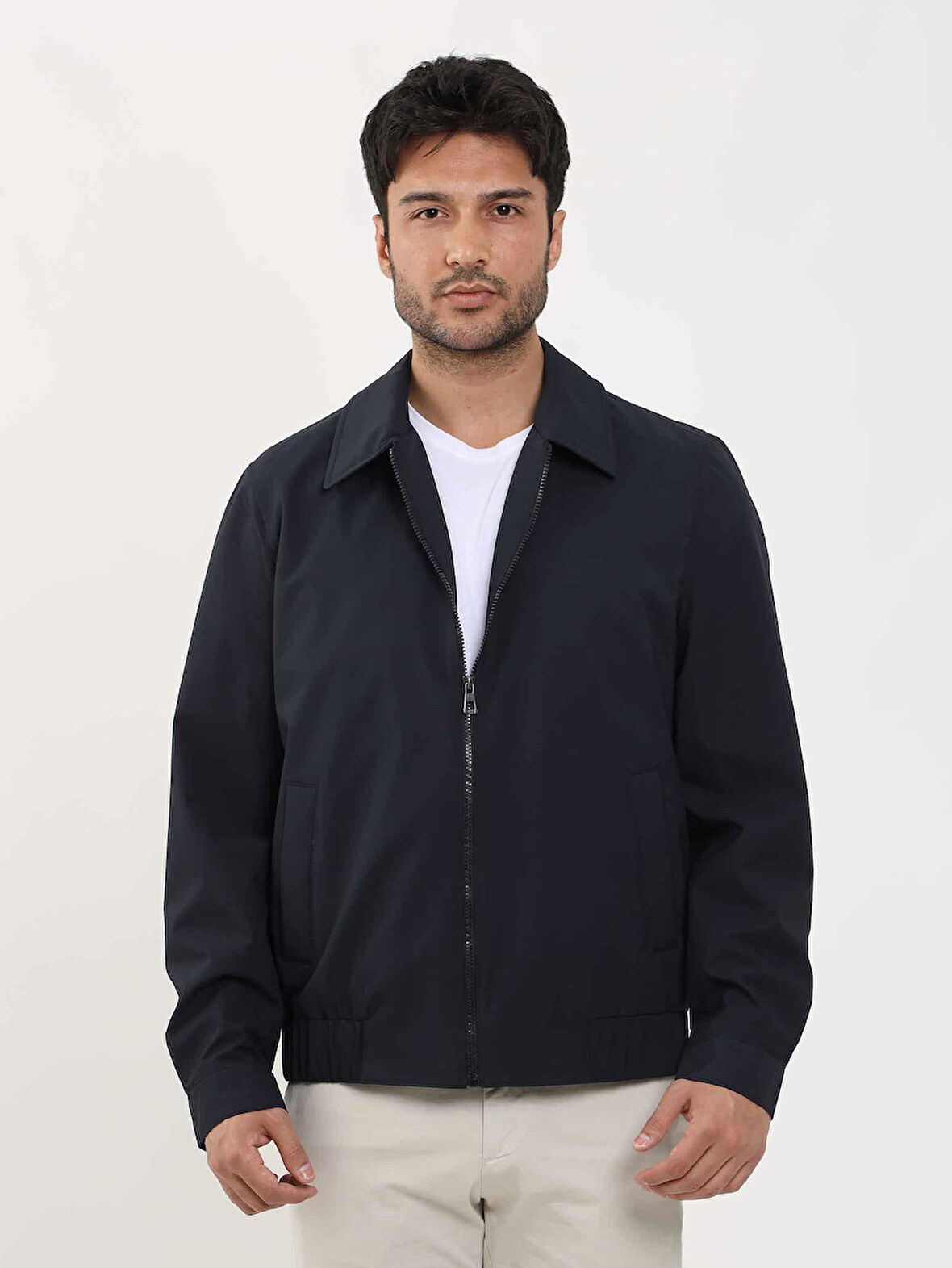 Dufy Lacivert Erkek Regular Fit Düz Klasik Yaka Bomber Mont - 104394