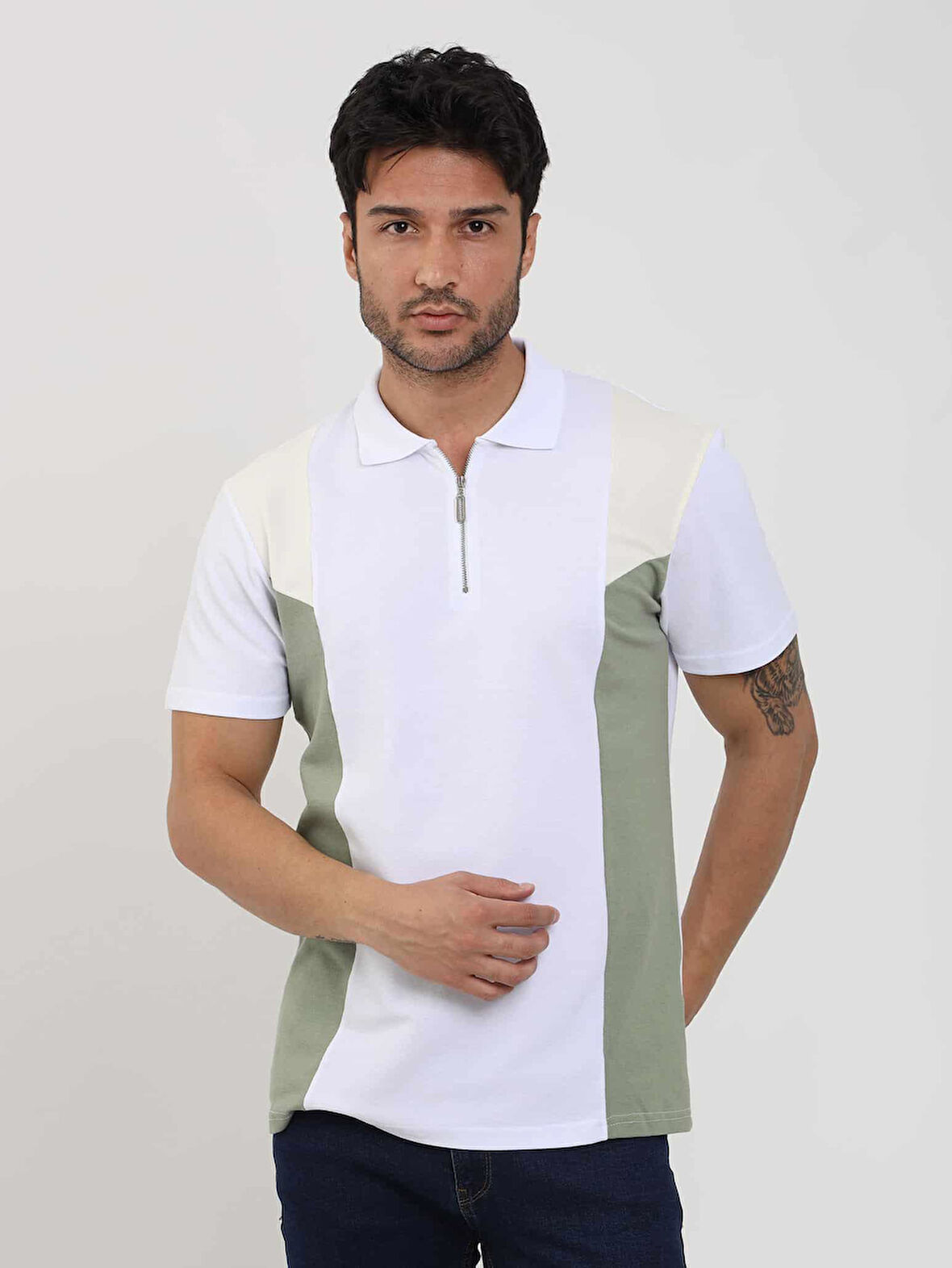 Dufy Beyaz Erkek Slim Fit Düz Polo Yaka Tshirt - 105259