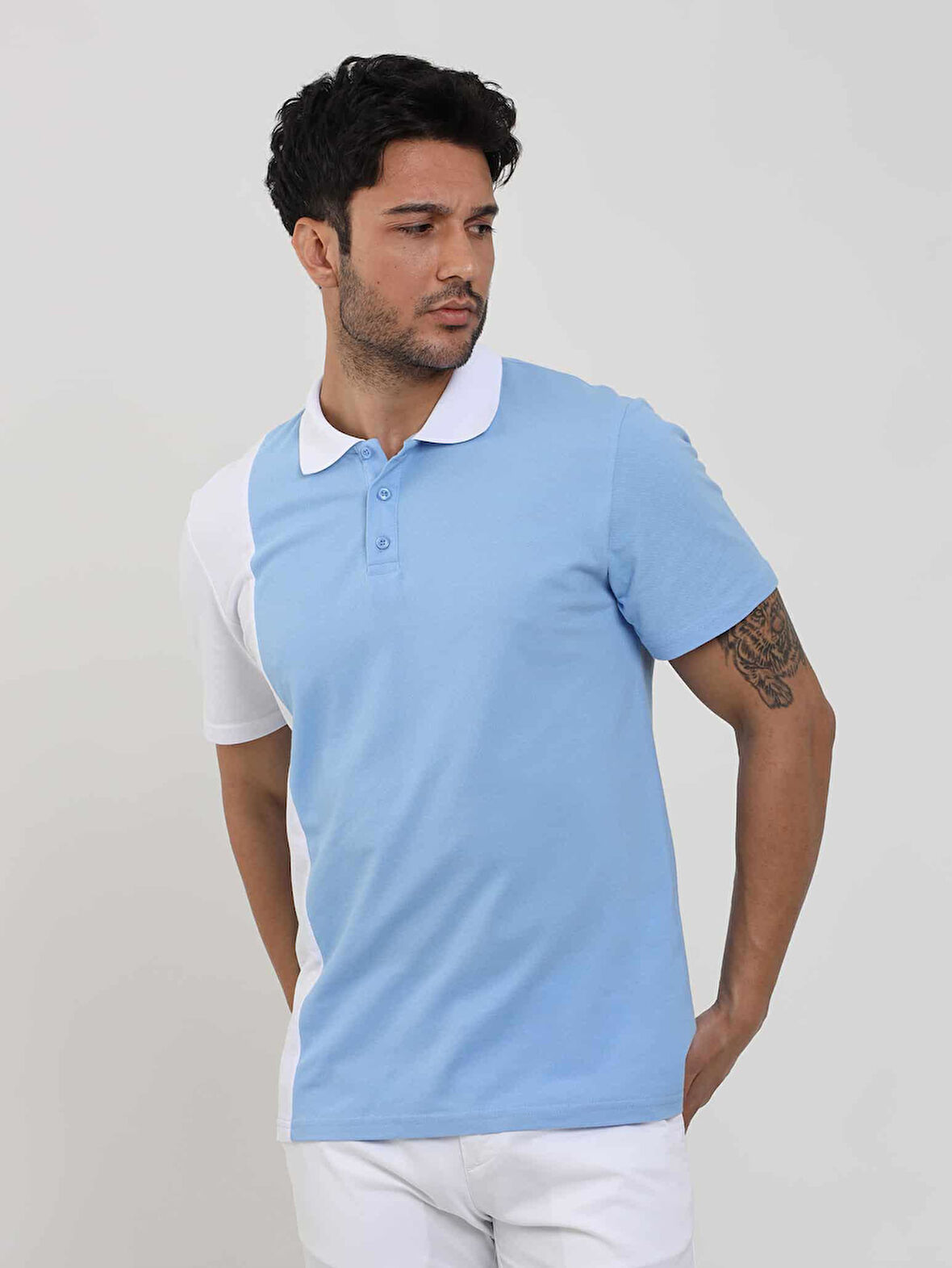 Dufy Mavi Erkek Slim Fit Desenli Polo Yaka Tshirt - 105279