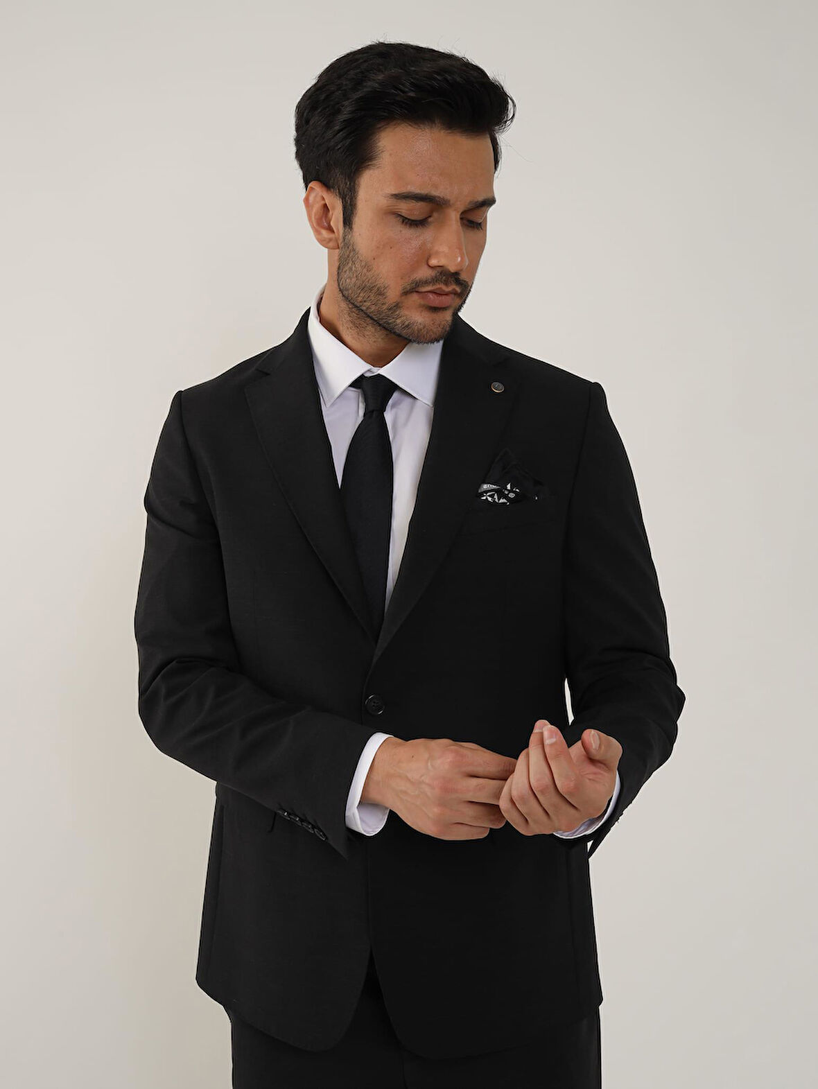 Dufy Antrasit Erkek Regular Fit Düz Mono Yaka Takım Elbise - 106731