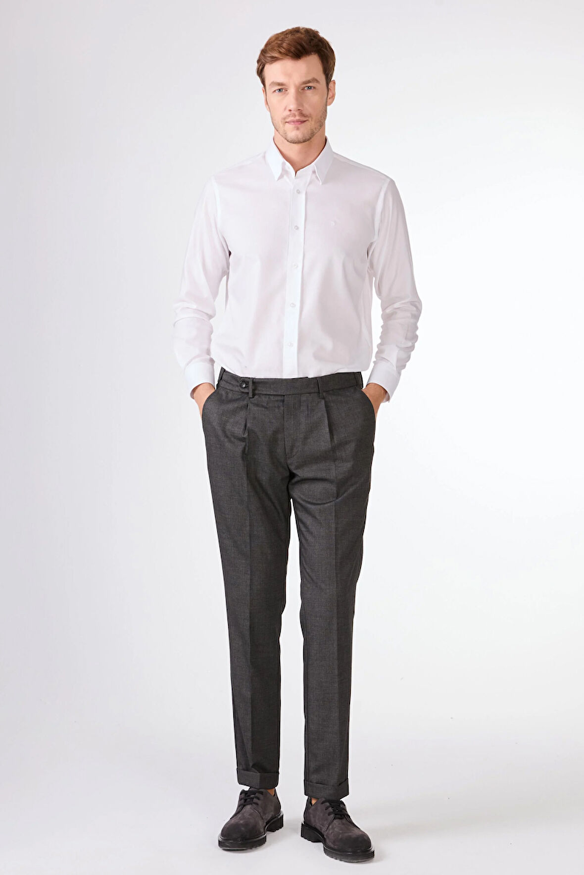 Antrasit Düz Slim Fit Casual Erkek Pantolon 