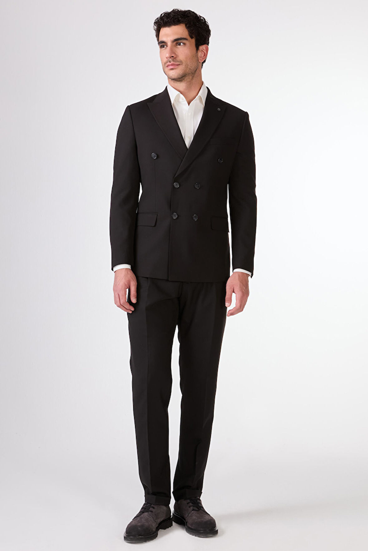 Siyah   Düz Erkek Takım Elbise - Slim Fit