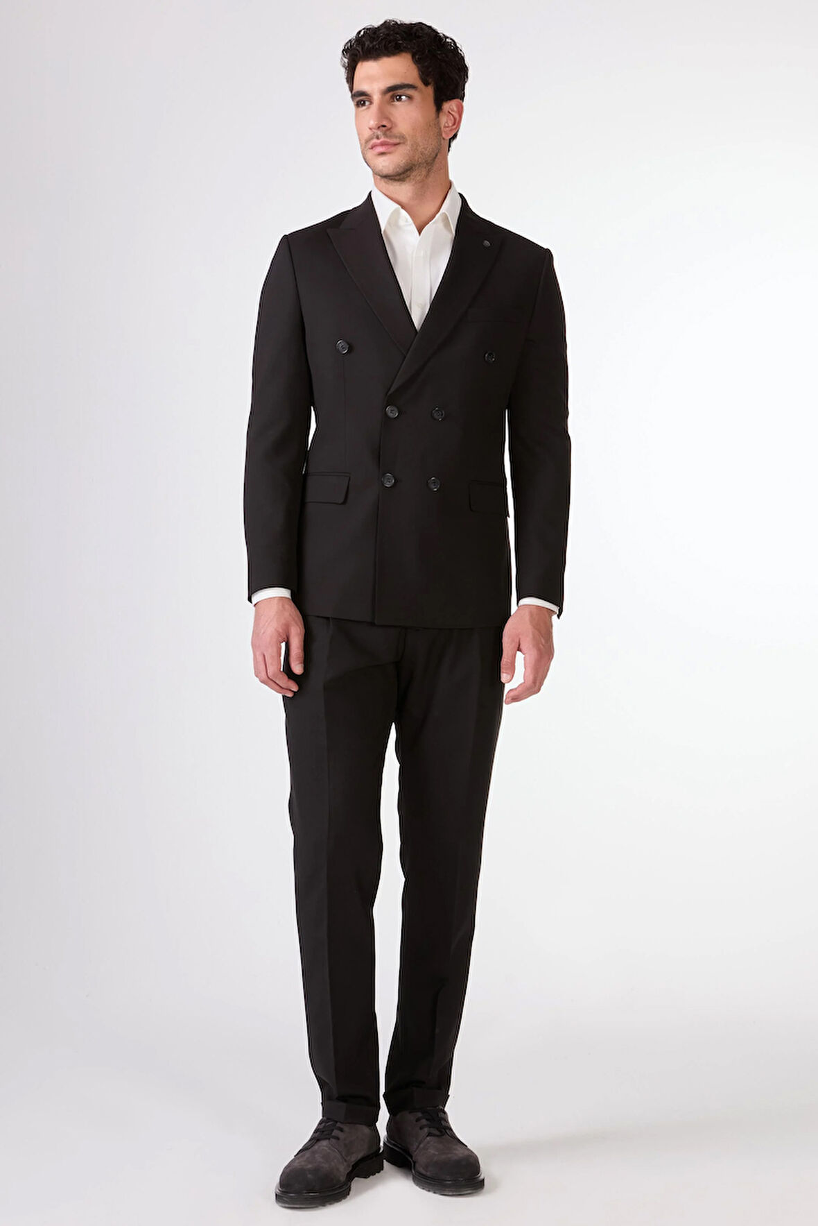 Siyah   Düz Erkek Takım Elbise - Slim Fit