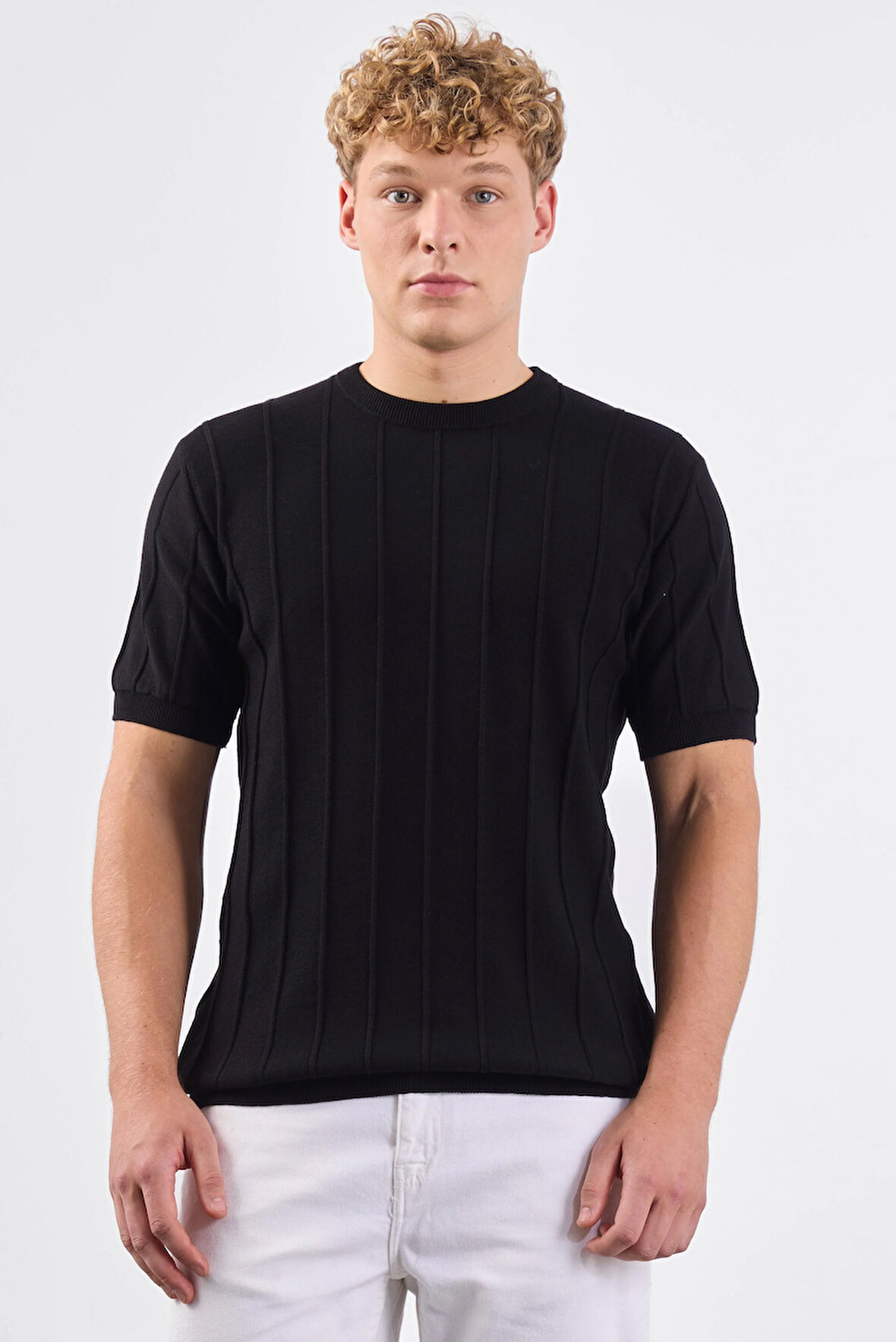 Siyah   Fitilli Erkek Triko - Slim Fit