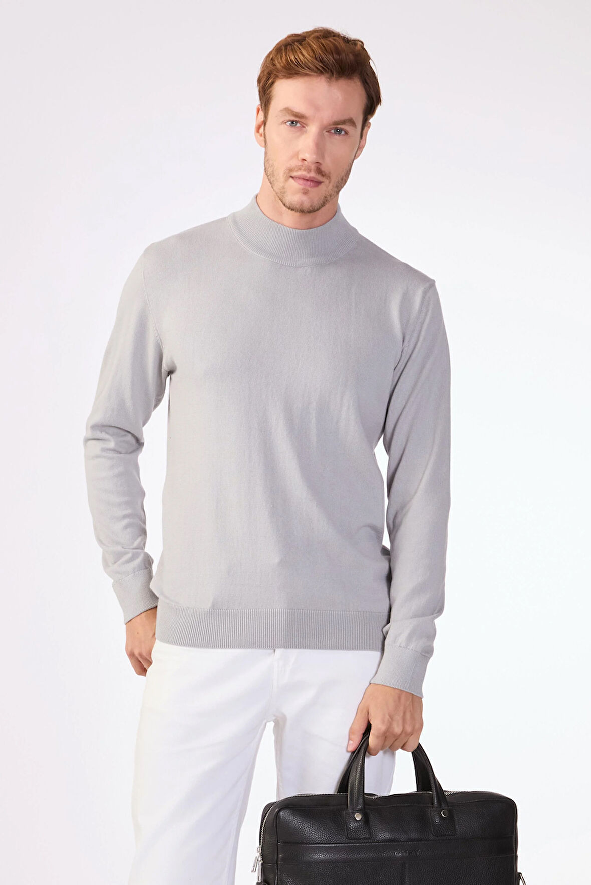 Gri   Düz Erkek Triko - Slim Fit