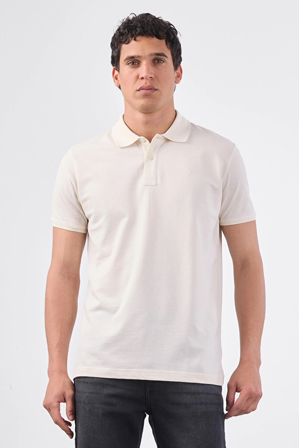 Beyaz   Düz Erkek T-Shirt - Slim Fit