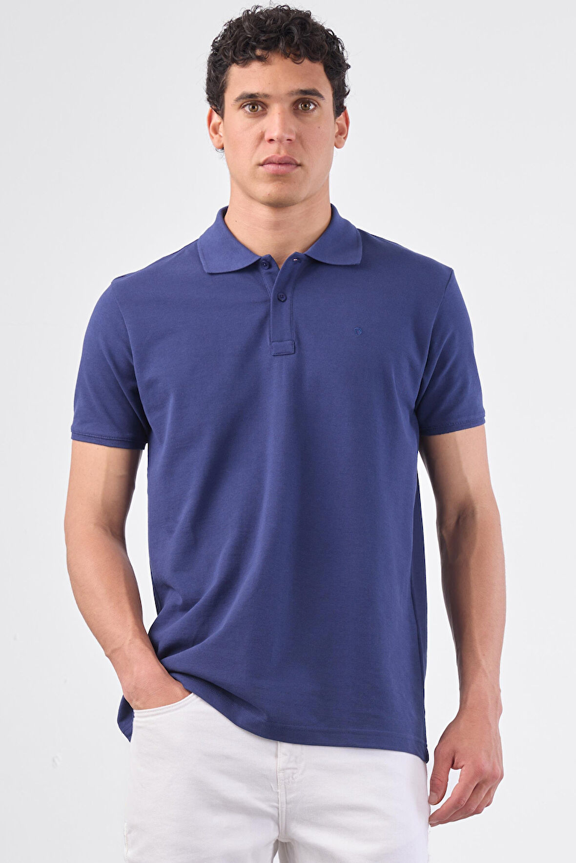 Lacivert   Düz Erkek T-Shirt - Slim Fit