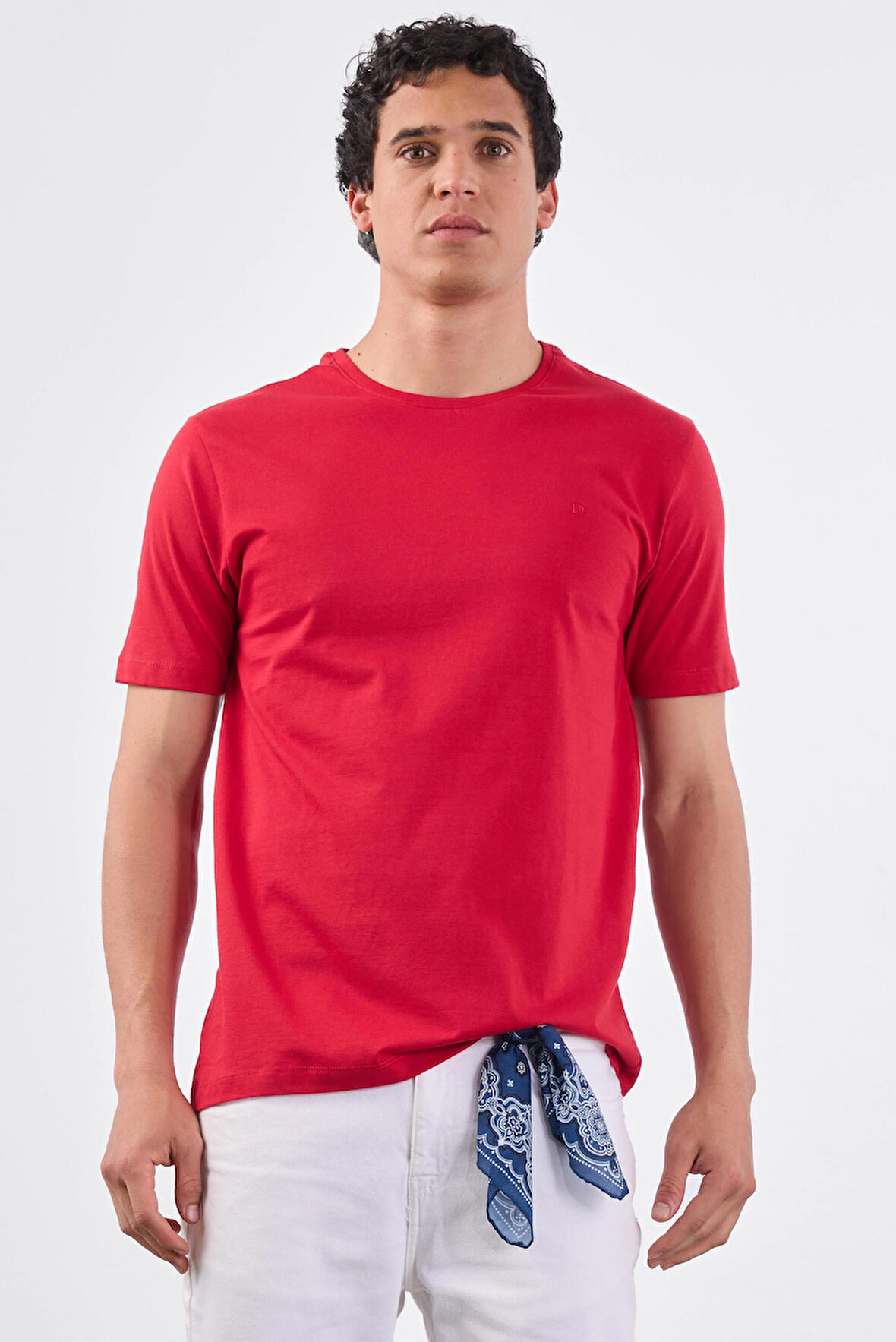 Kırmızı   Düz Erkek T-Shirt - Slim Fit