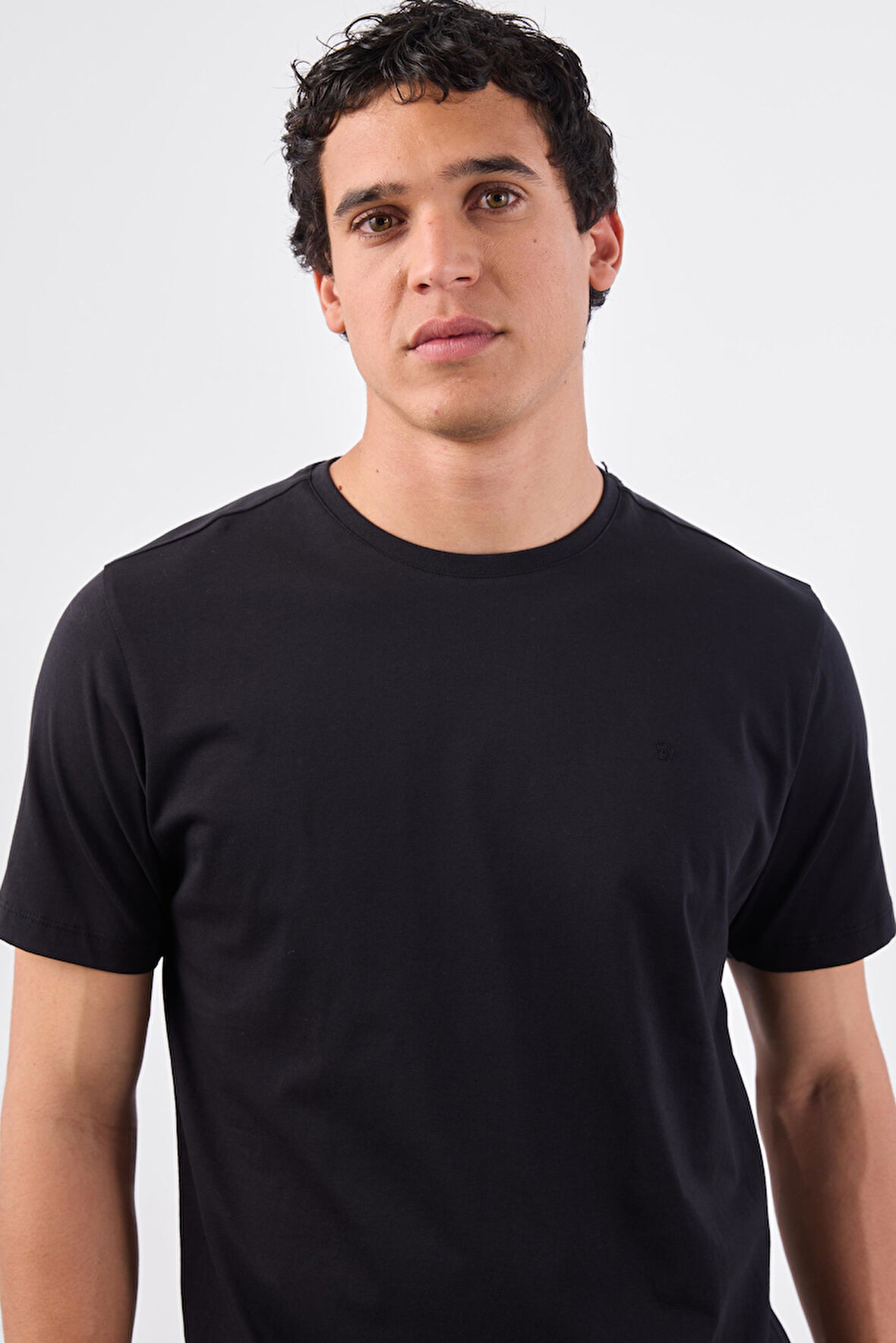 Siyah   Düz Erkek T-Shirt - Slim Fit