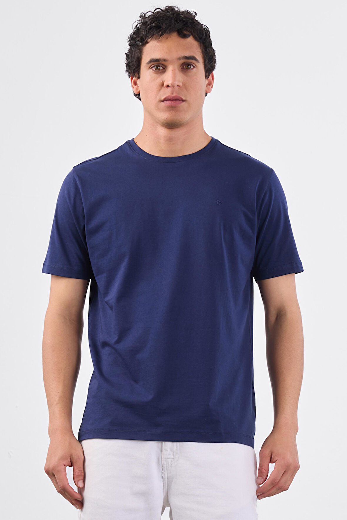 Lacivert   Düz Erkek T-Shirt - Slim Fit