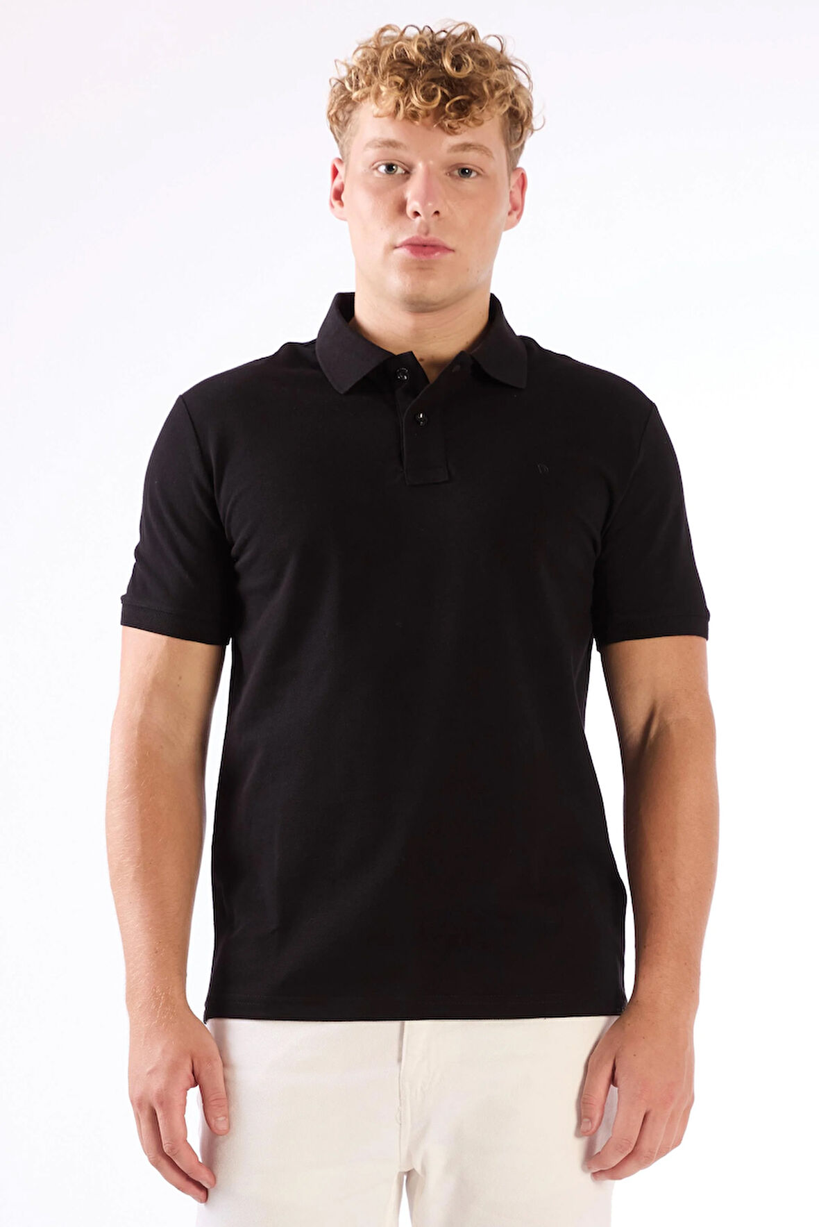 Siyah Düz Erkek T-Shirt - Slim Fit