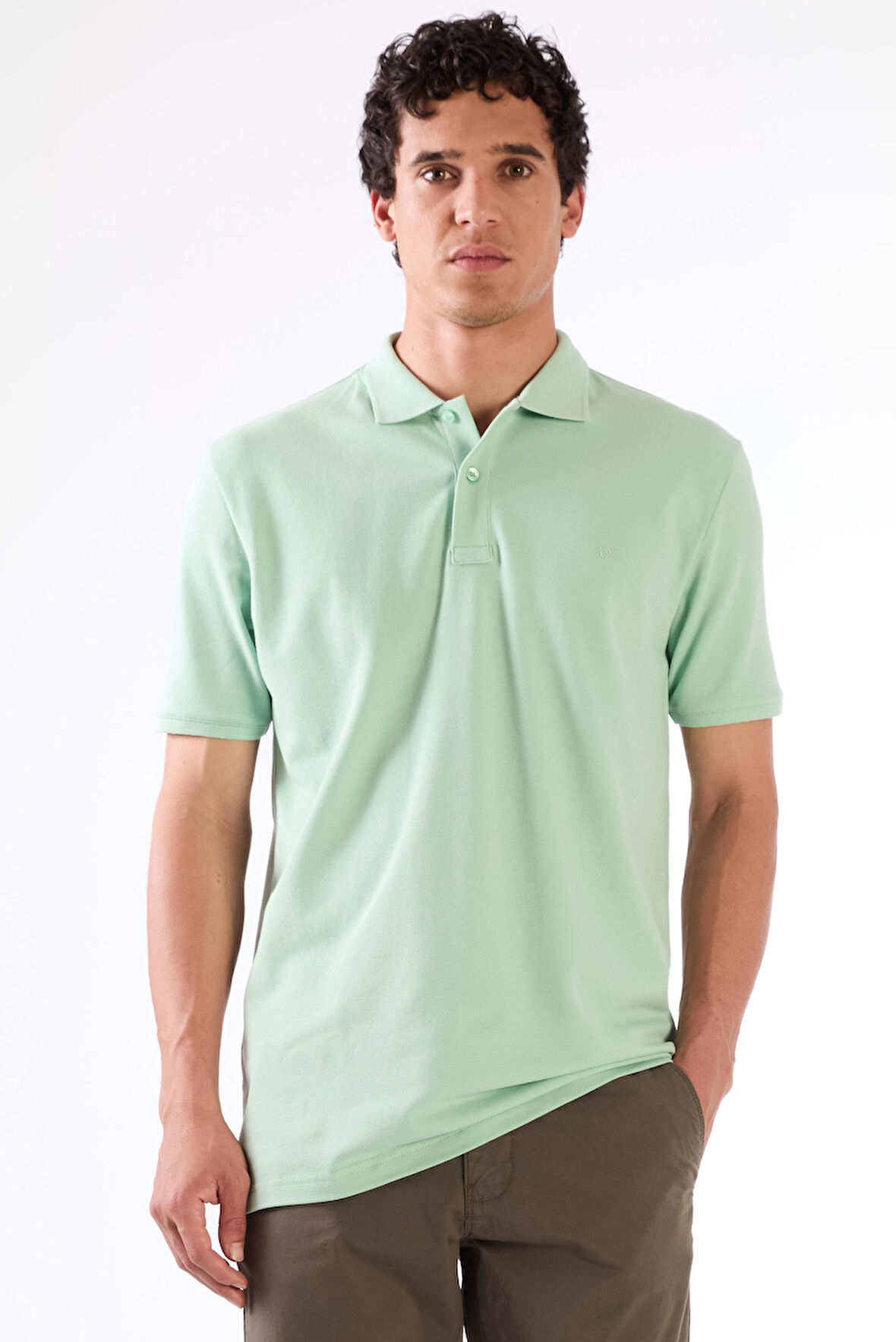 Mint Yeşili   Düz Erkek T-Shirt - Slim Fit