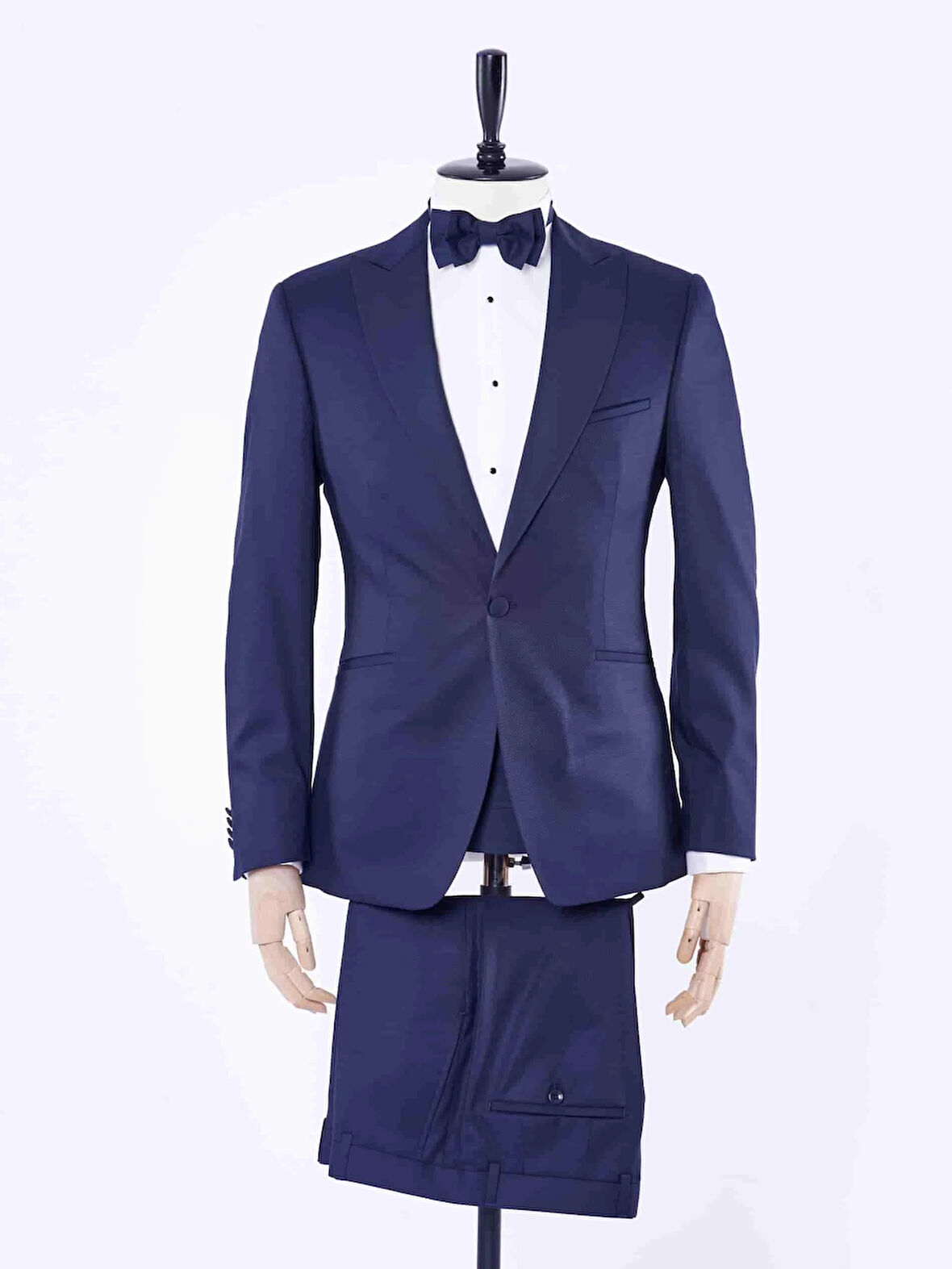 Dufy Lacivert Erkek Slim Fit Kuşgözü Desenli Sivri Yaka Smokin Takım - 30207