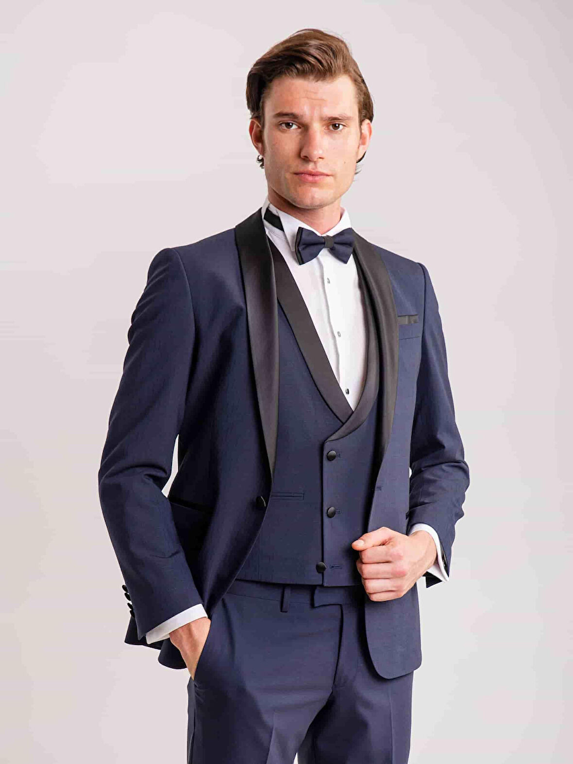 Dufy Lacivert Erkek Slim Fit Düz Şal Yaka Smokin Takım - 35711