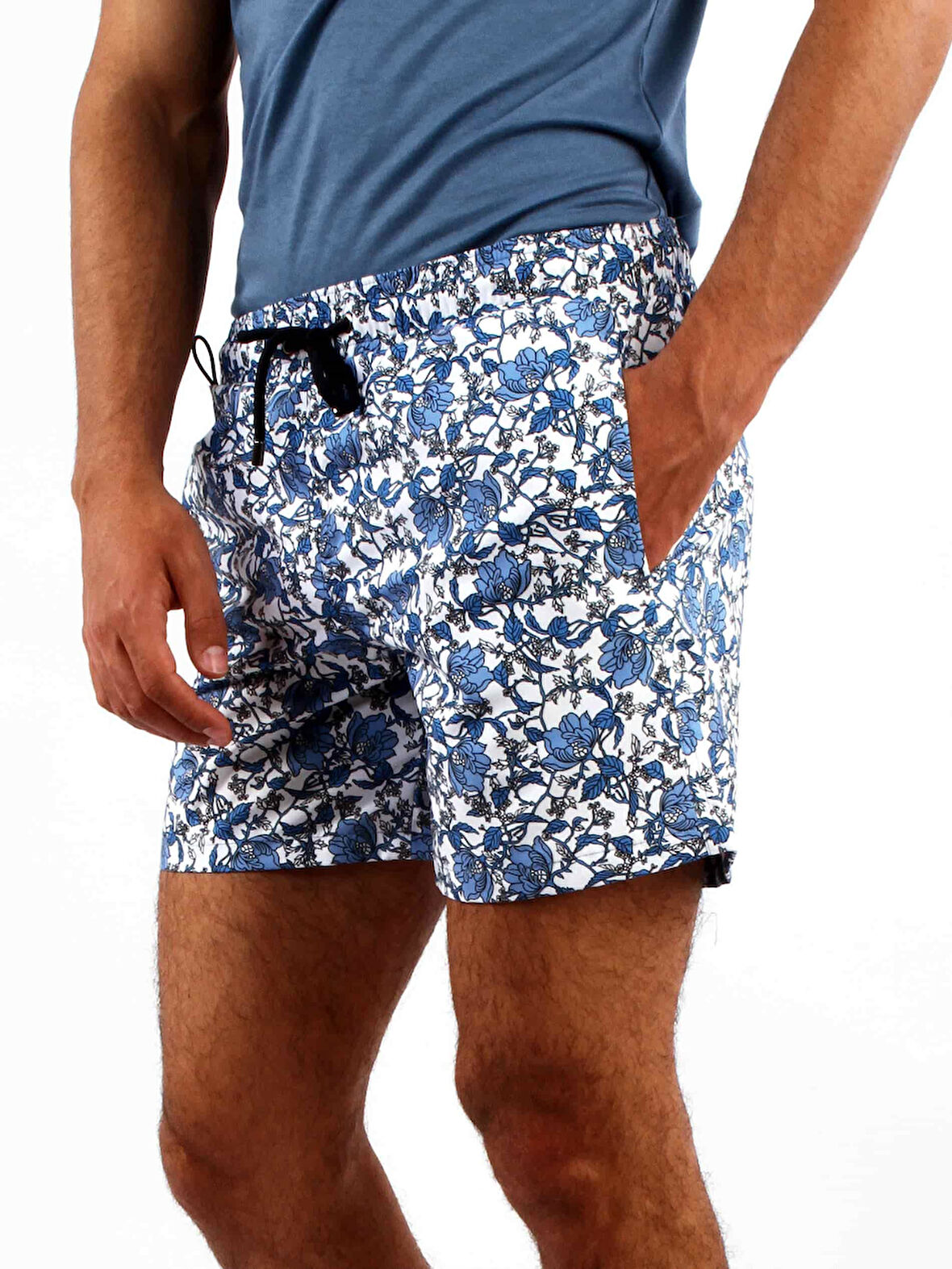 Dufy Mavi Erkek Slim Fit Baskılı Casual Mayo - 41522