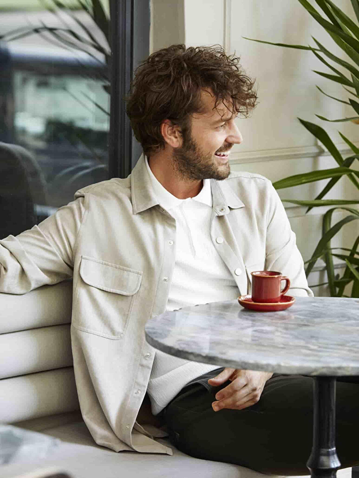 Dufy Bej Erkek Regular Fit Düz Brent Yaka Uzun Kol Gömlek - 84095