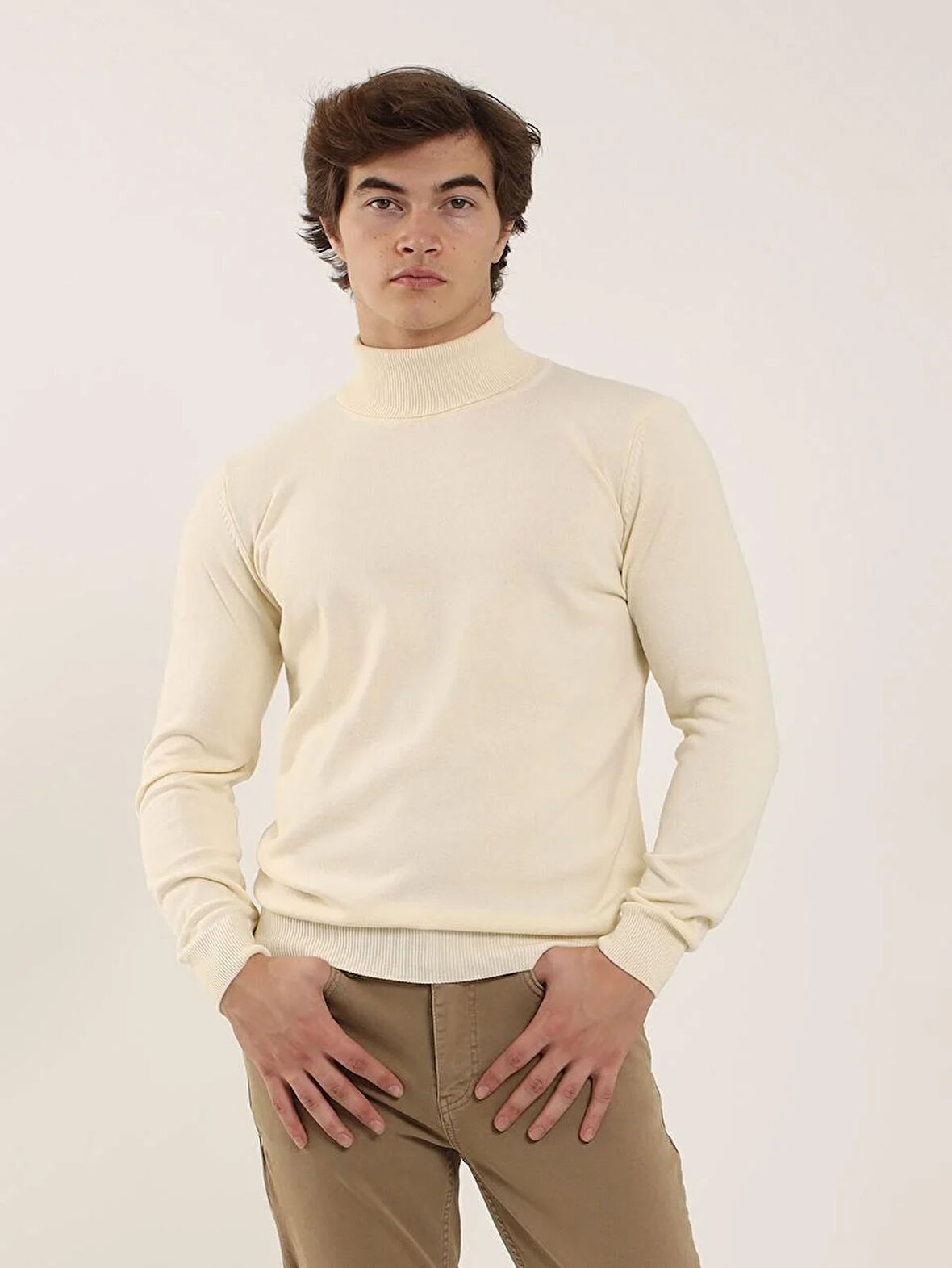 Dufy Kemik Erkek Slim Fit Düz Klasik Tam Balıkçı Yaka Kazak - 91057