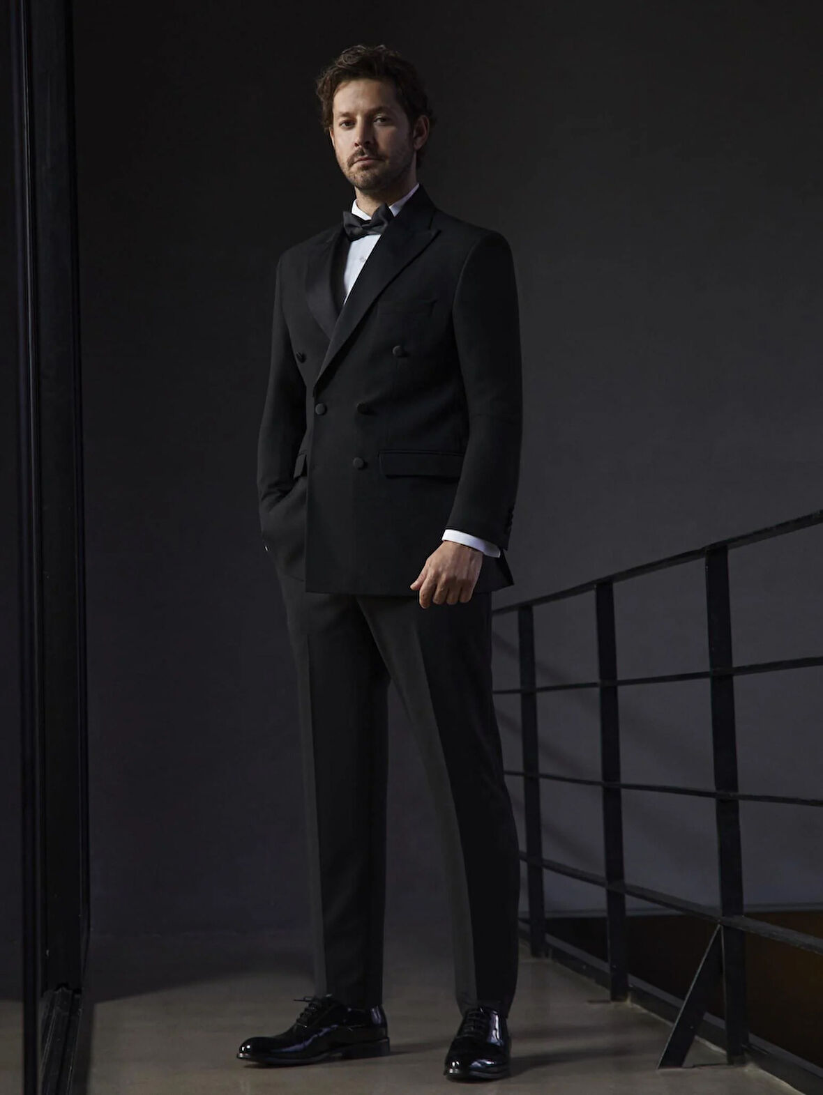 Dufy Siyah Erkek Slim Fit Düz Sivri Yaka Smokin Takım - 92393