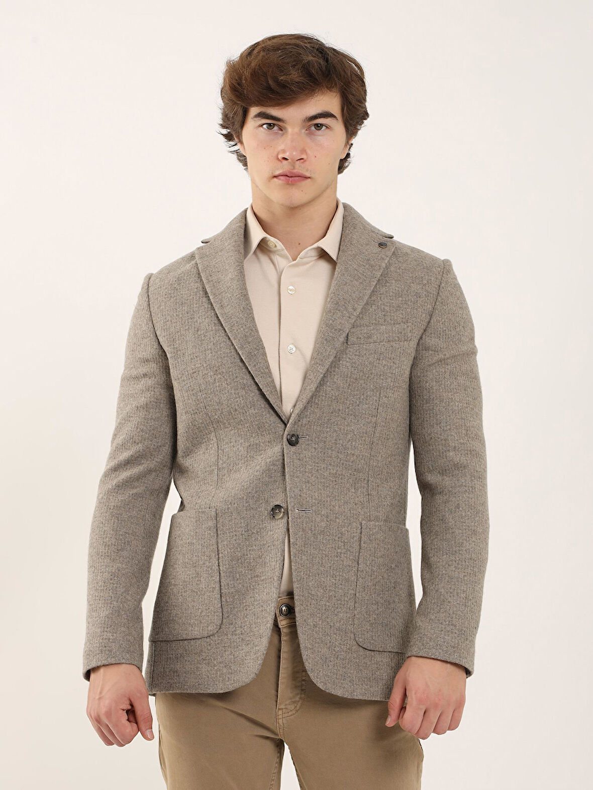 Dufy Vizon Erkek Slim Fit Düz Casual Mono Yaka Ceket - 94248