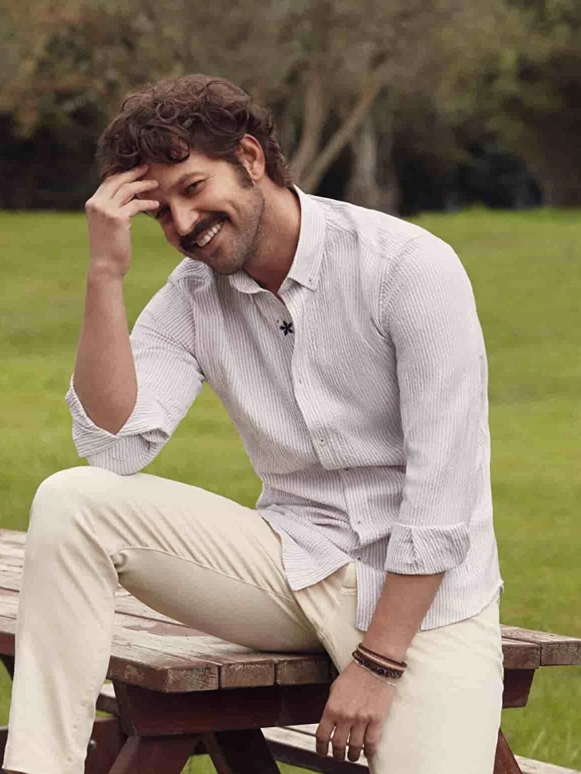 Dufy Bej Erkek Slim Fit Gofre Desenli Düğmeli Yaka Uzun Kol Gömlek - 95023