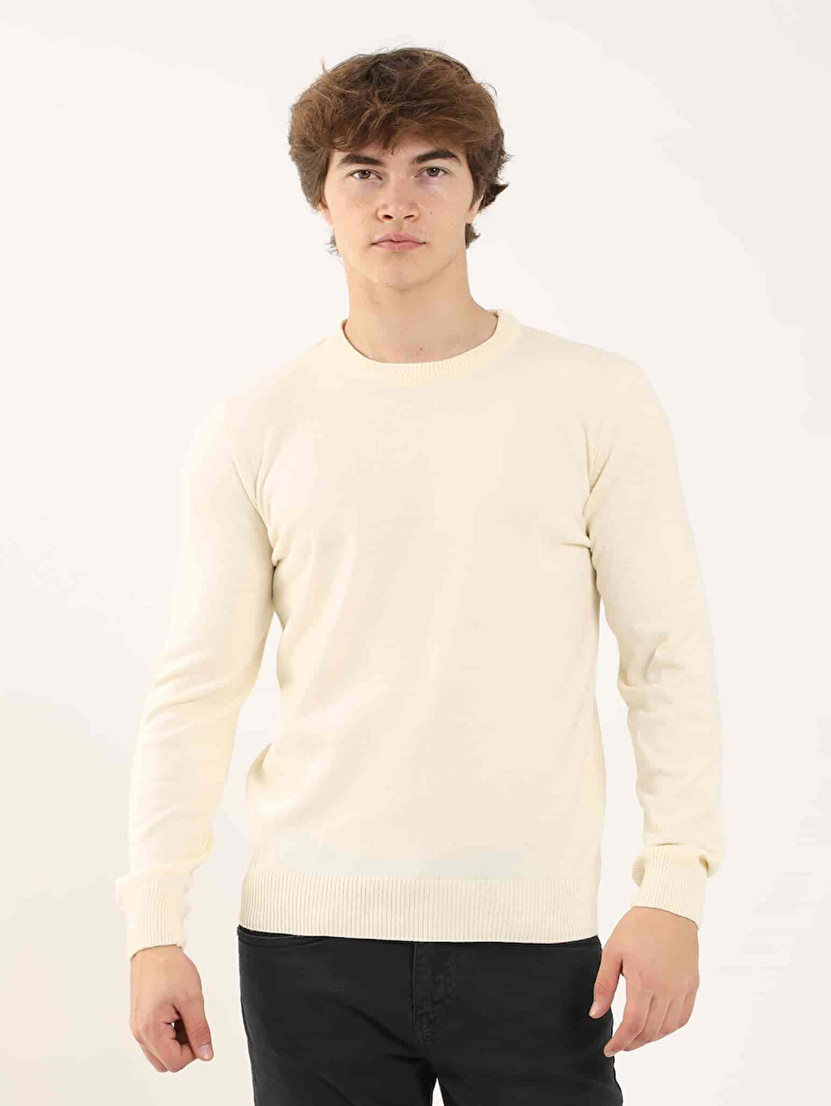 Dufy Kemik Erkek Slim Fit Düz Klasik O Yaka Kazak - 97504