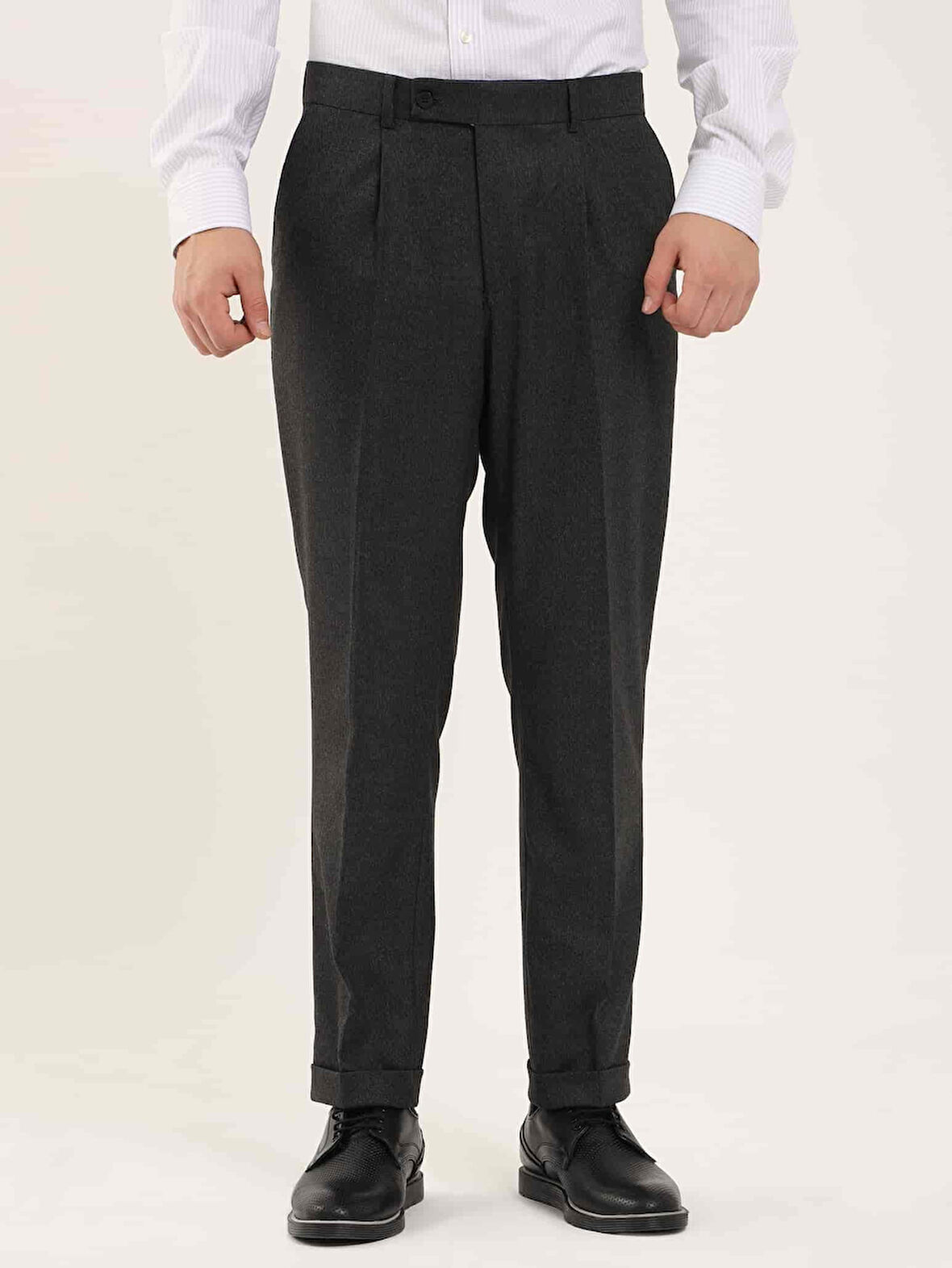 Dufy Antrasit Erkek Slim Fit Balıksırtı Desenli Klasik Pantolon - 97711