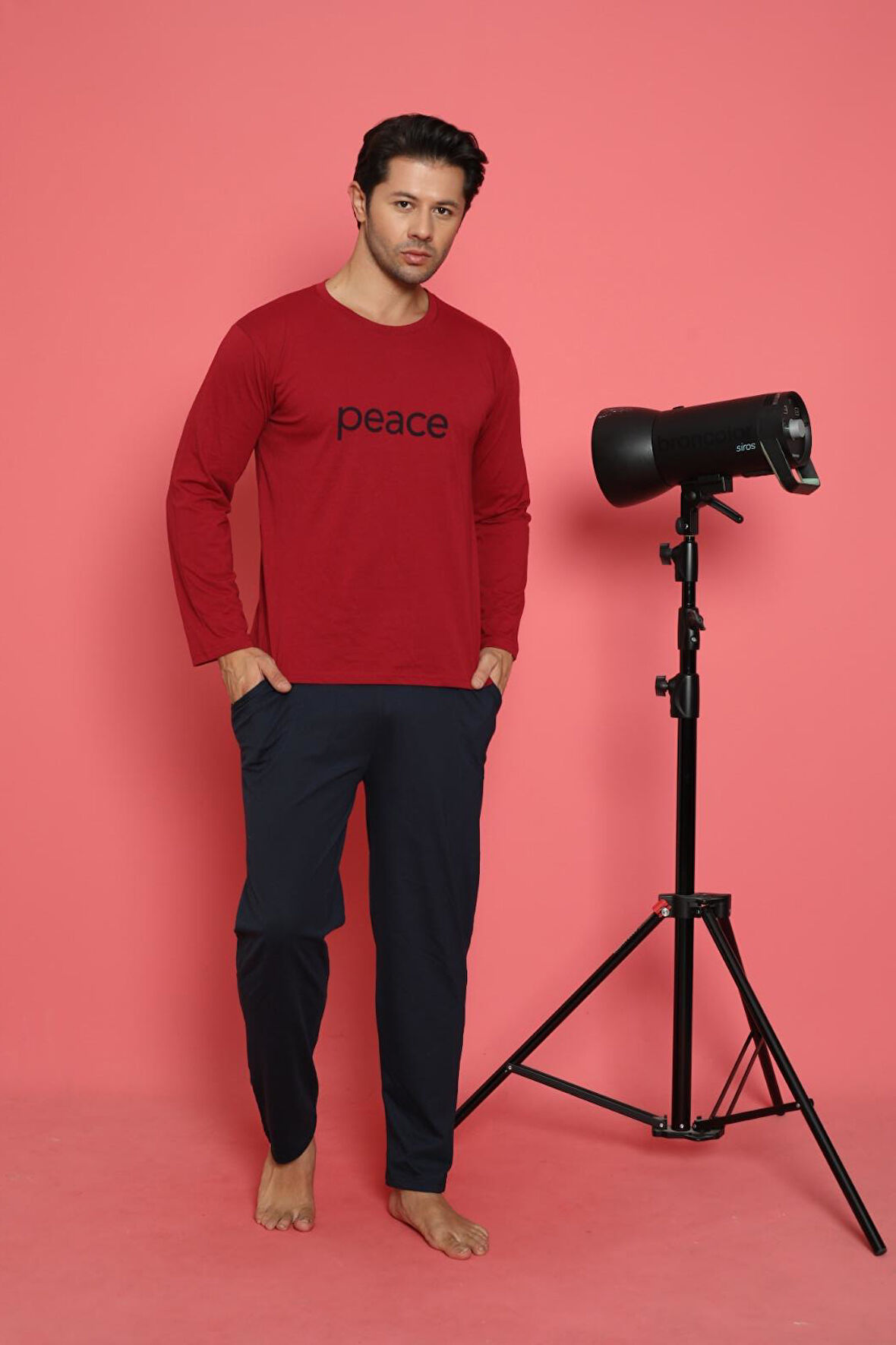 Erkek Penye Pamuk Regular Kalıp Sıfır Yaka Pijama Takımı A803123