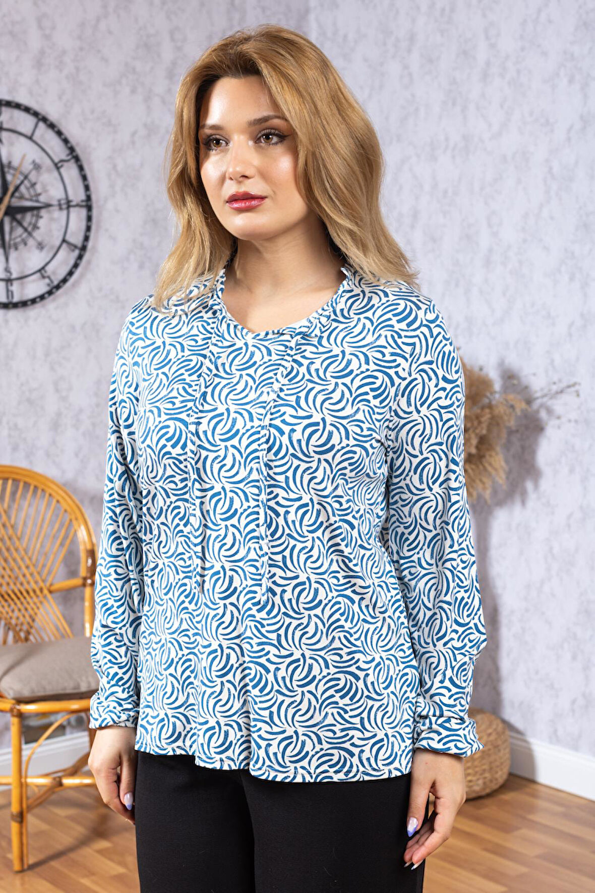 Yeni Model Yüksek Kalite Orta Yaş Anne Penye Bluz 6515