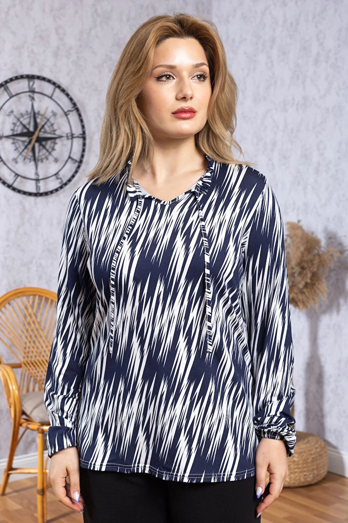 Kadın Yeni Model Yüksek Kalite Orta Yaş Anne Penye Bluz 6535