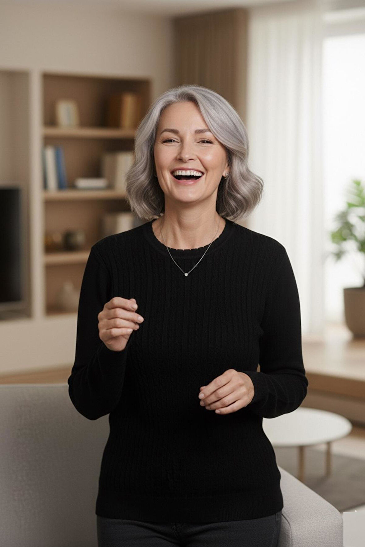 Kadın Yüksek Kalite Soğuk İplik Triko Örgü Anne Kazak Bluz 3048