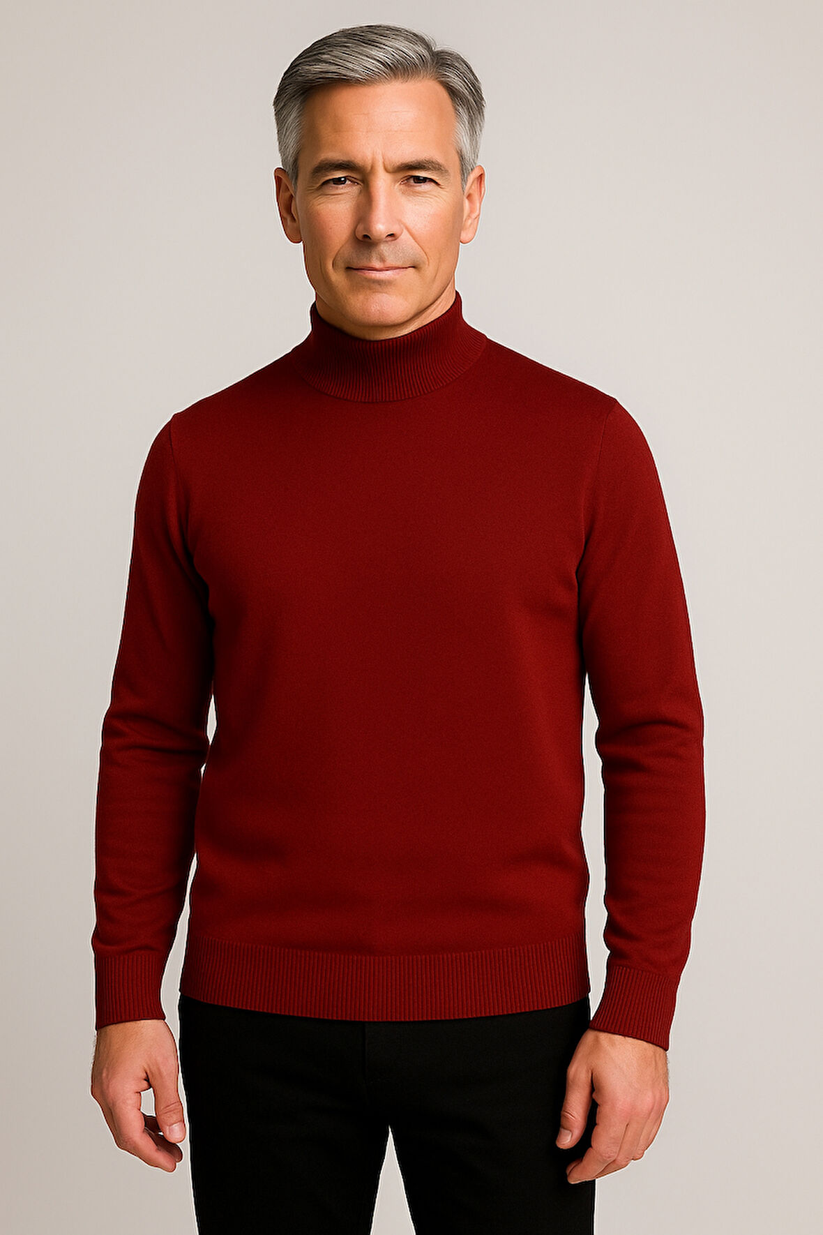 Erkek Orta Kalınlıkta  Pamuk Yumuşak Dokulu Yarım Boğazlı Balıkçı Yaka Kazak 6260