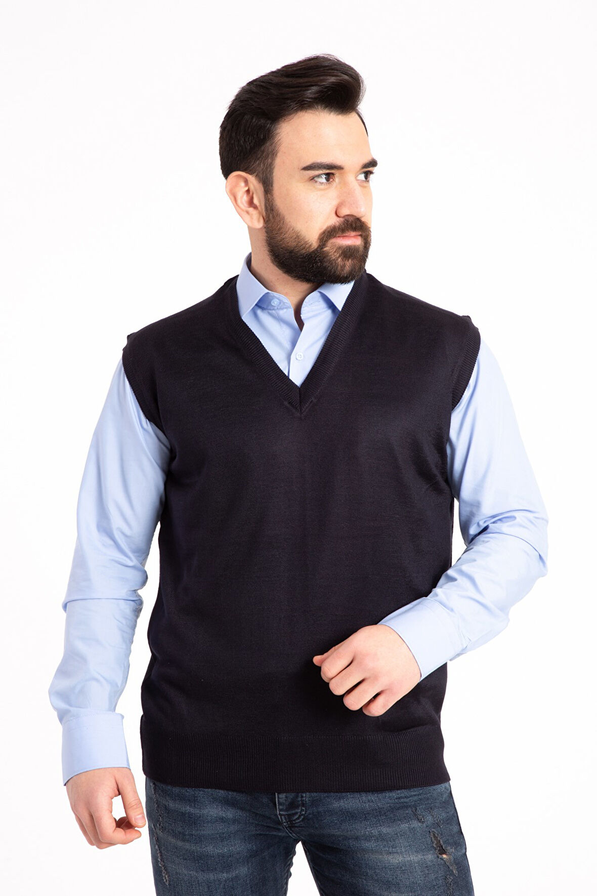 Erkek İnce Yün Triko Örgü Regular Kalıp Baba Süveter 5120