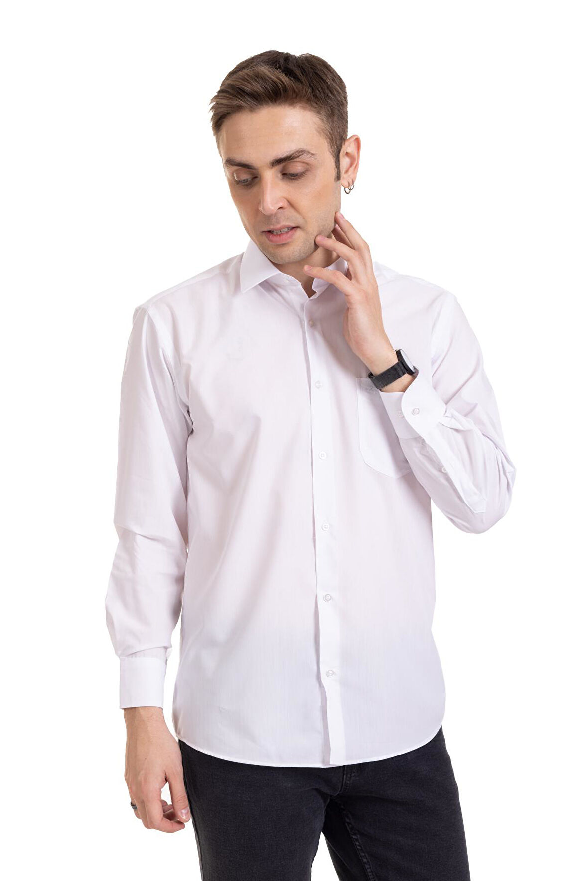 Erkek Regular Kalıp Cepli Yüksek Kalite Klasik Dakron Kumaş Gömlek 2316