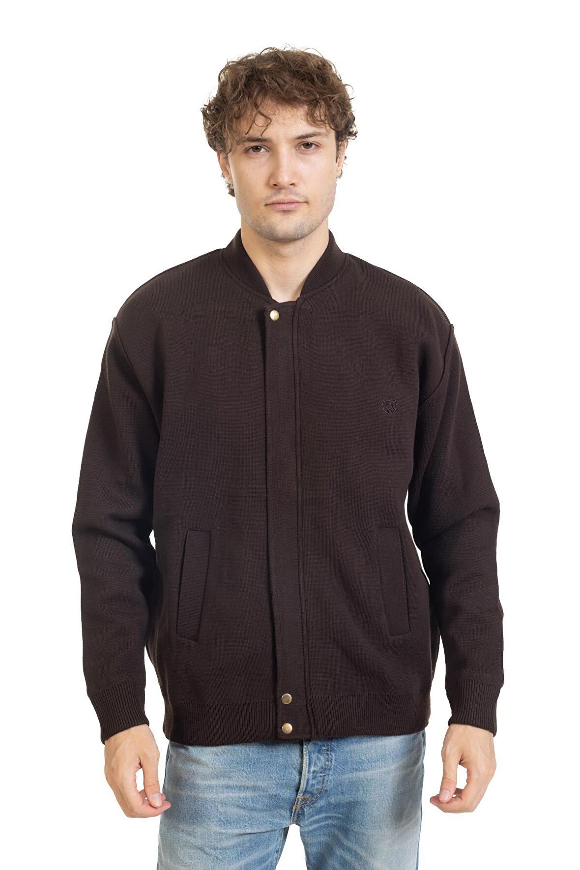 Erkek Orta Yaş ve Üzeri Triko Örgü İçi Astarlı Akrilik Fermuarlı Kışlık Baba Hırka 3065