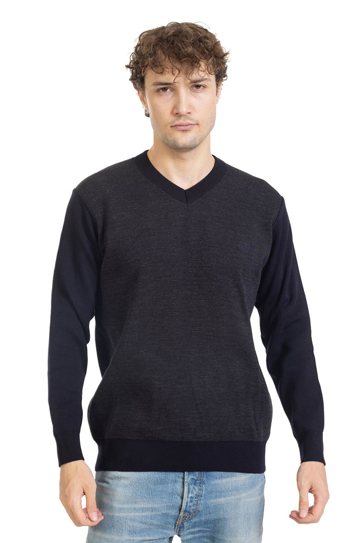 Erkek Orta Yaş ve Üzeri Sıkı Dokuma Triko Örgü Akrilik Kışlık Baba V Yaka Kazak 2060