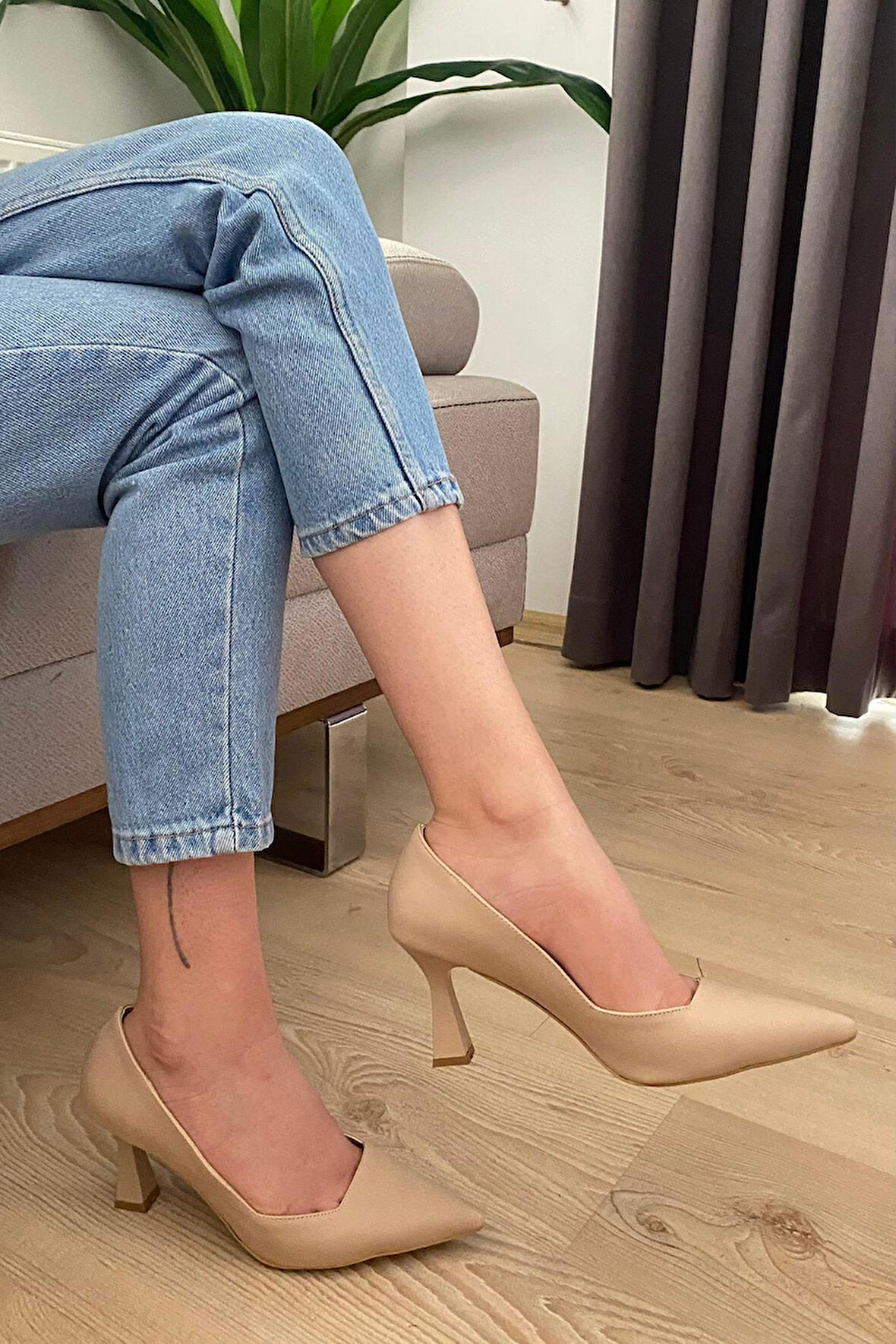 Kadın Pael Nud Cilt 7 cm Topuklu Stiletto
