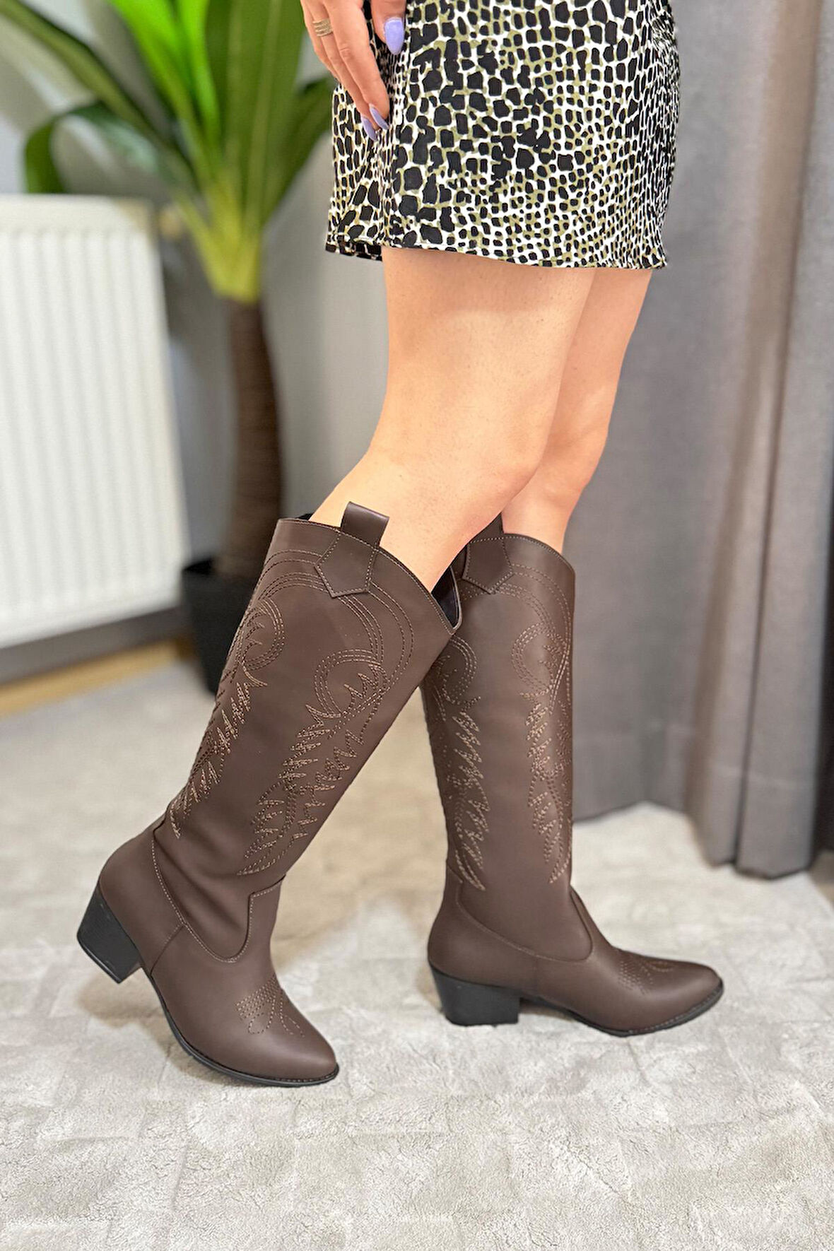 Kadın Jasire Kahverengi Nakışlı Western Kovboy Cowgirl Bot Çizme