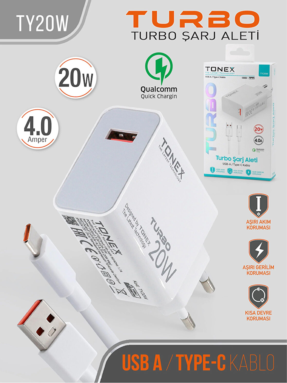 Tonex 20W TYP-C Turbo Şarj Aleti 