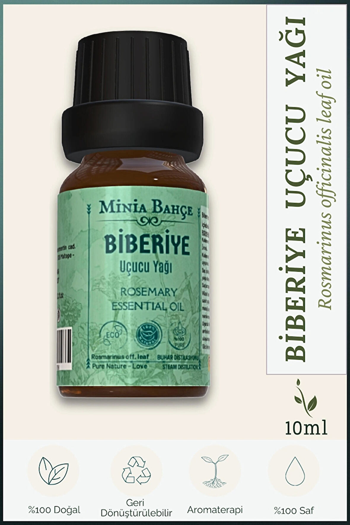 Biberiye Uçucu Yağı, %100 Saf, 10ml