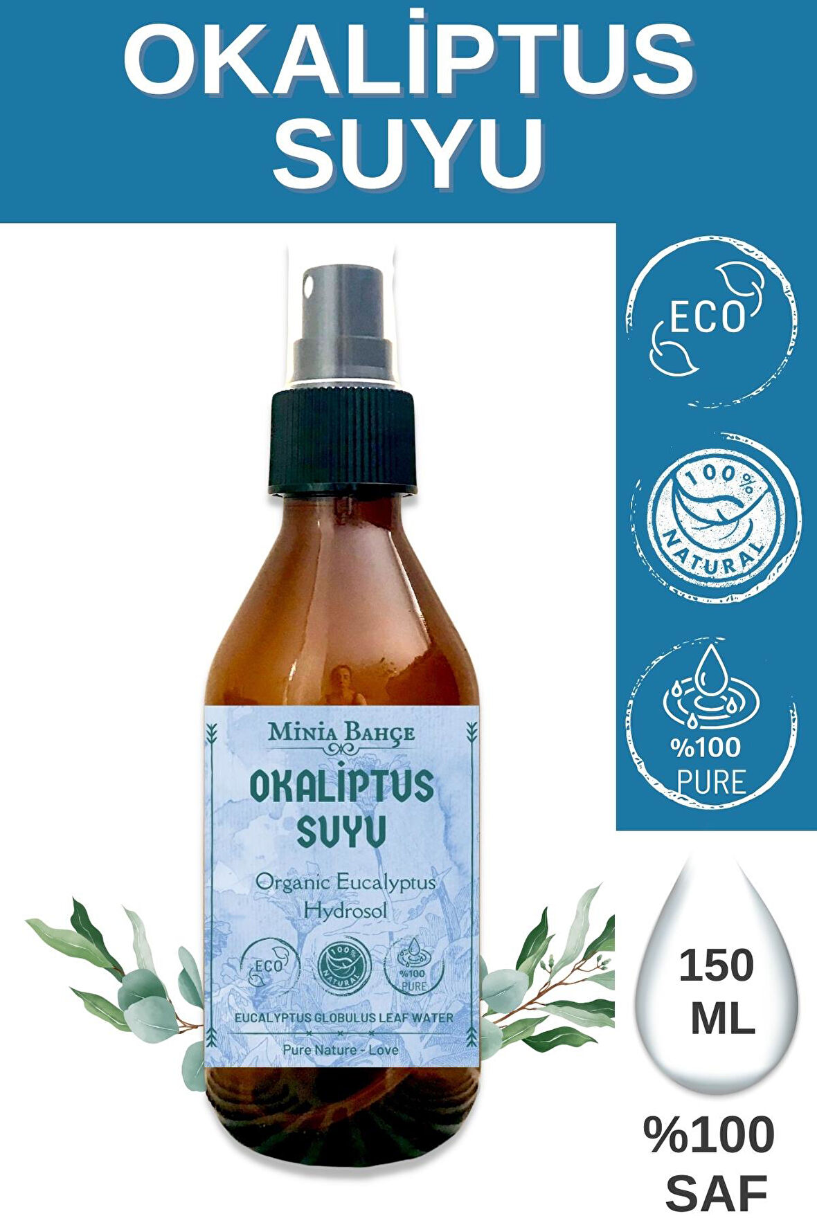 Organik Okaliptus Suyu, %100 Doğal, 150ml